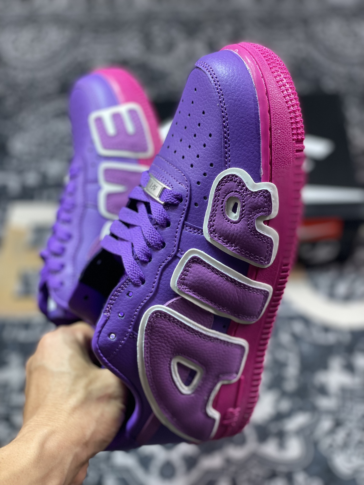 Cactus Plant Flea Market/CPFM x Nike Air Force 1 07 Low”Fuchsia Dream”空军一号板鞋“联名梦幻紫放大补丁字母”DC4457-104