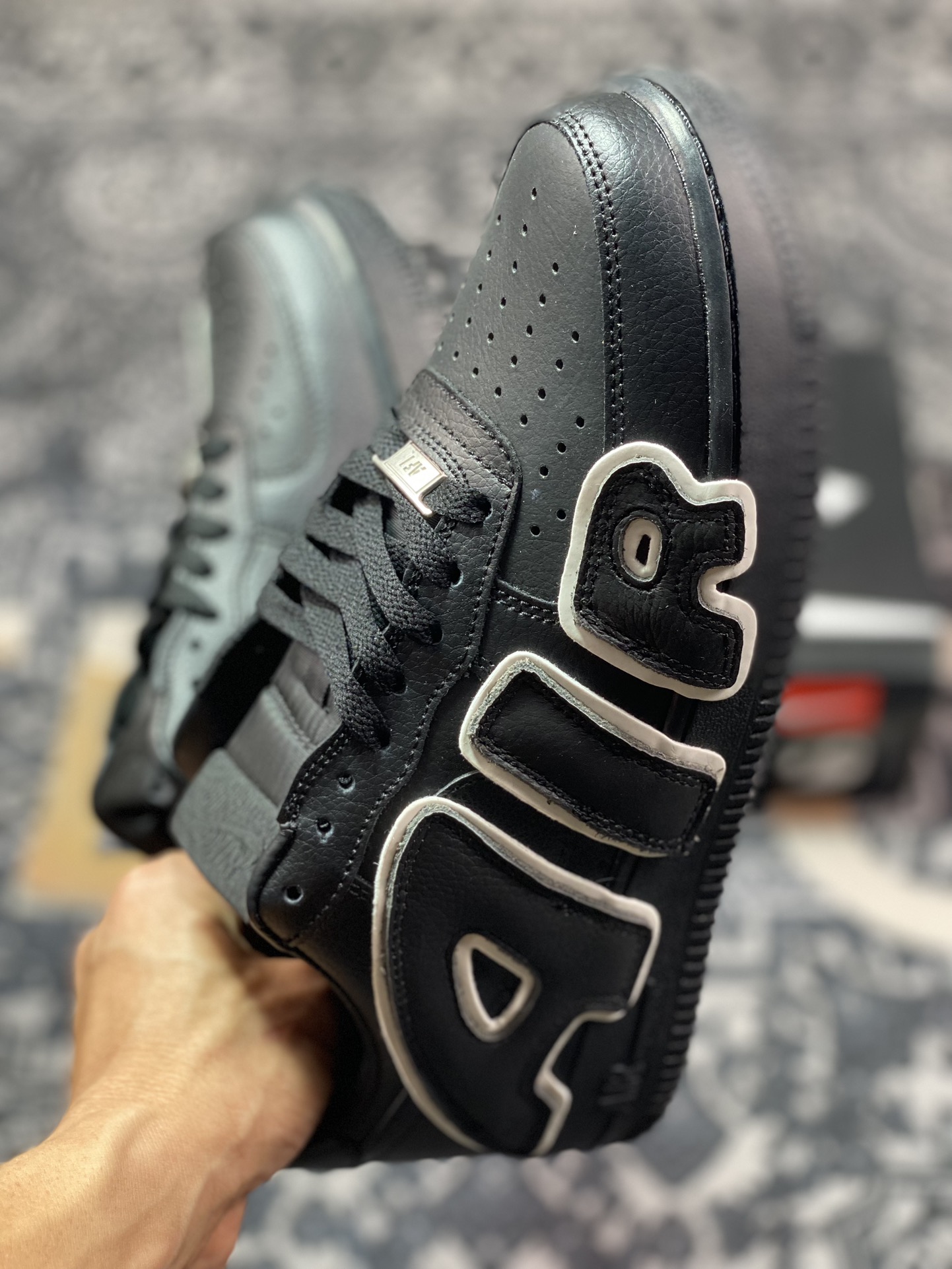 Cactus Plant Flea Market/CPFM x Nike Air Force 1 07 Low”Black/White”空军一号板鞋“皮革黑白放大补丁字母”DC4457-001
