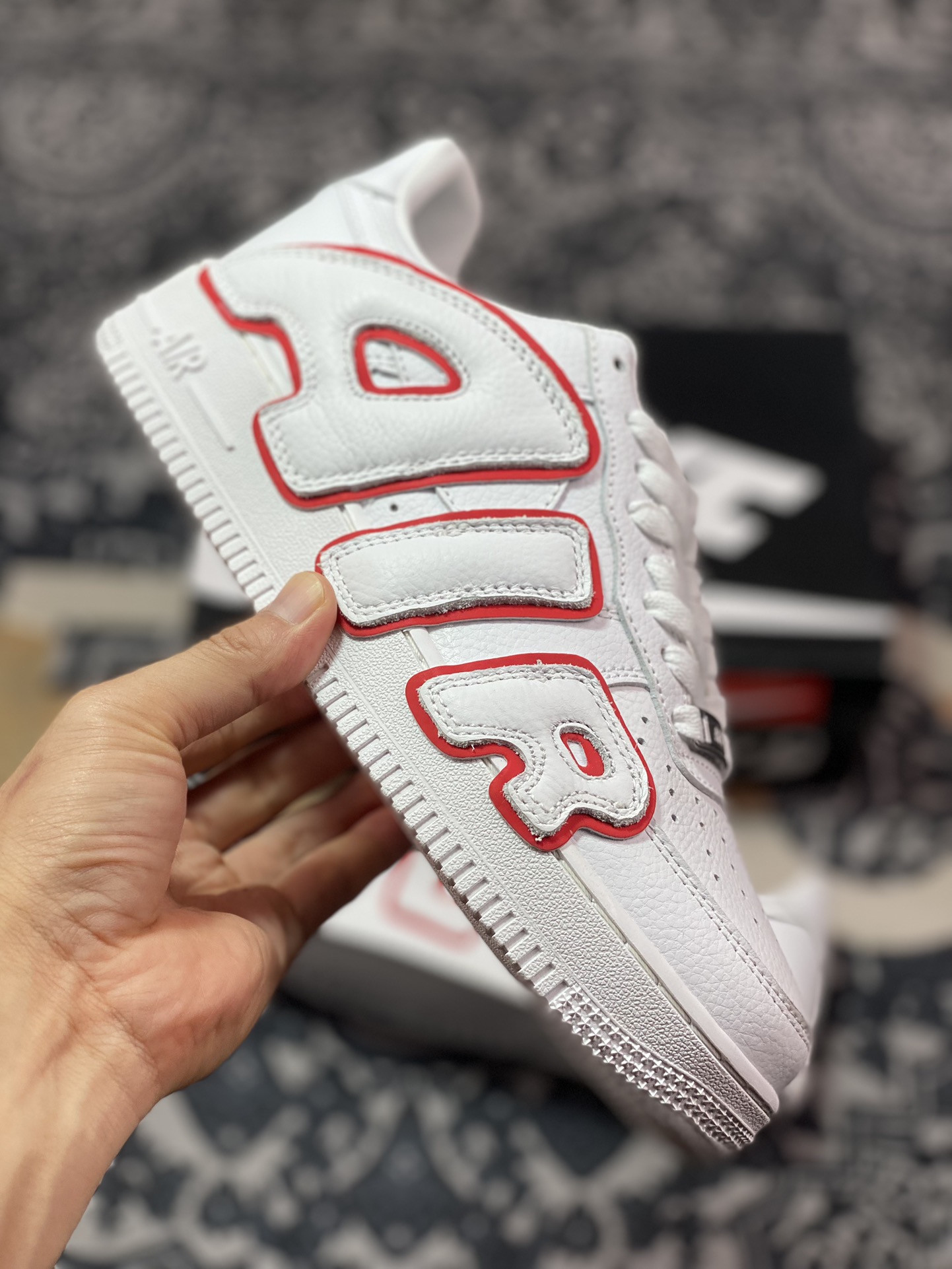 Cactus Plant Flea Market/CPFM x Nike Air Force 1 07 Low”White/Red”空军一号板鞋“皮革白红放大补丁字母”CK4746-991