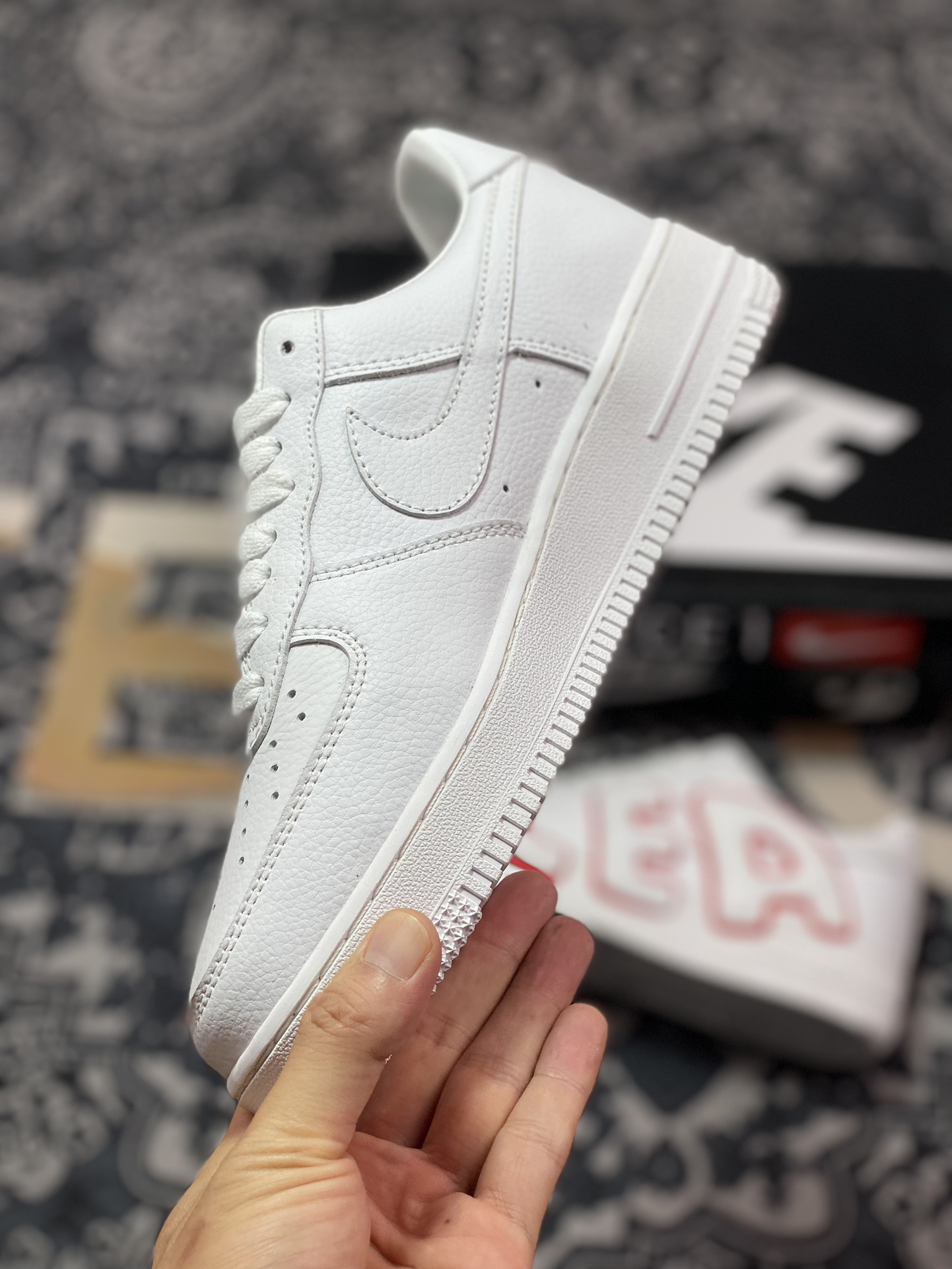 Cactus Plant Flea Market/CPFM x Nike Air Force 1 07 Low”White/Red”空军一号板鞋“皮革白红放大补丁字母”CK4746-991