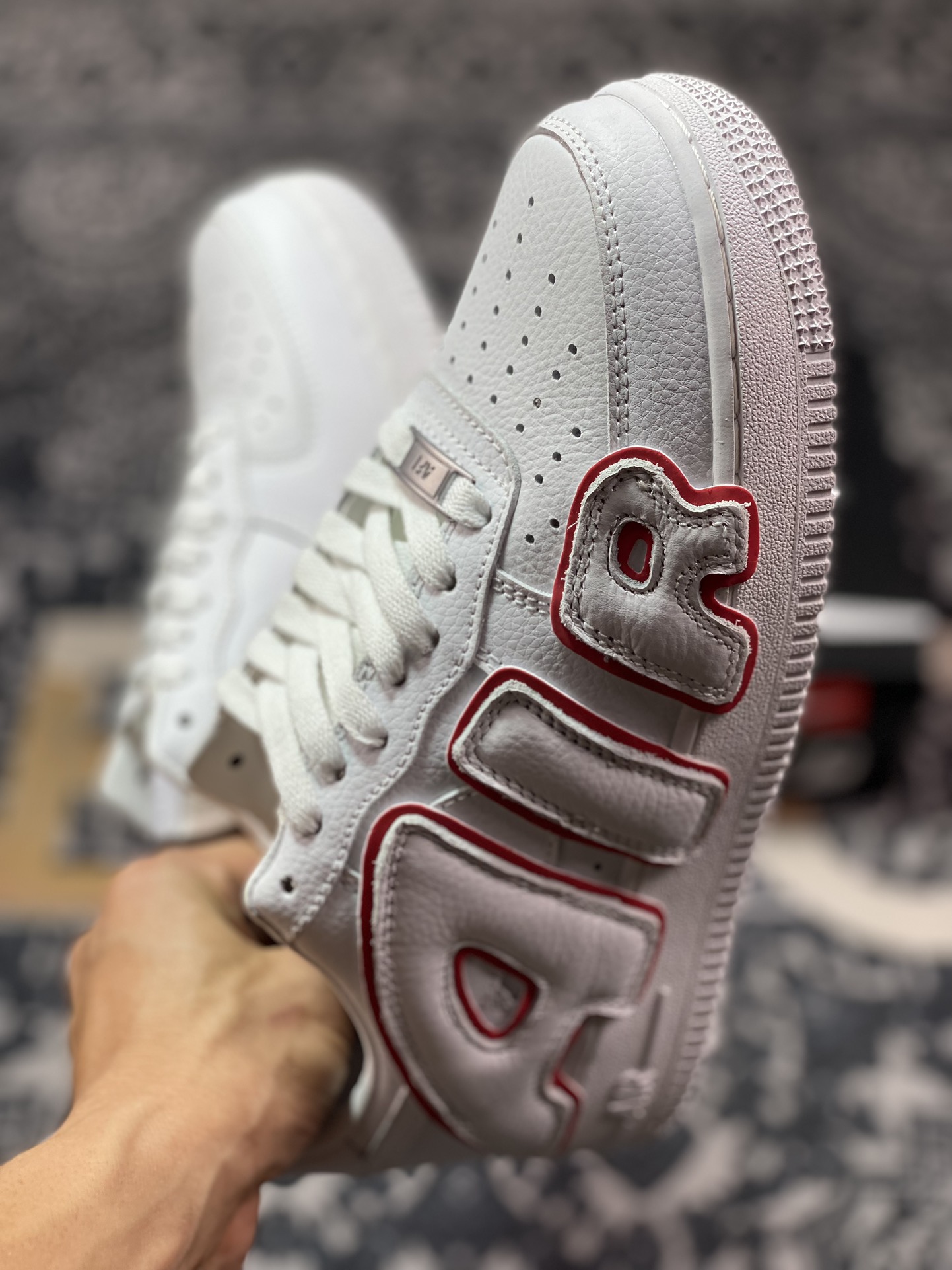 Cactus Plant Flea Market/CPFM x Nike Air Force 1 07 Low”White/Red”空军一号板鞋“皮革白红放大补丁字母”CK4746-991