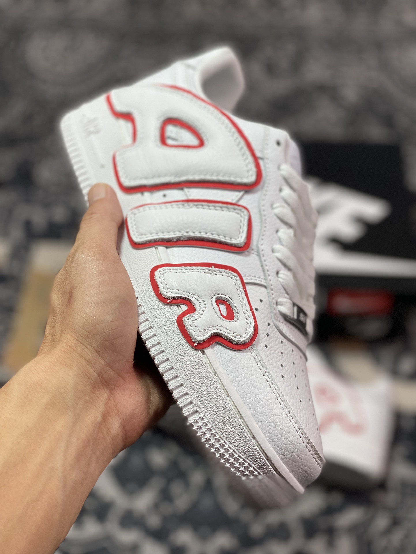 Cactus Plant Flea Market/CPFM x Nike Air Force 1 07 Low”White/Red”空军一号板鞋“皮革白红放大补丁字母”CK4746-991