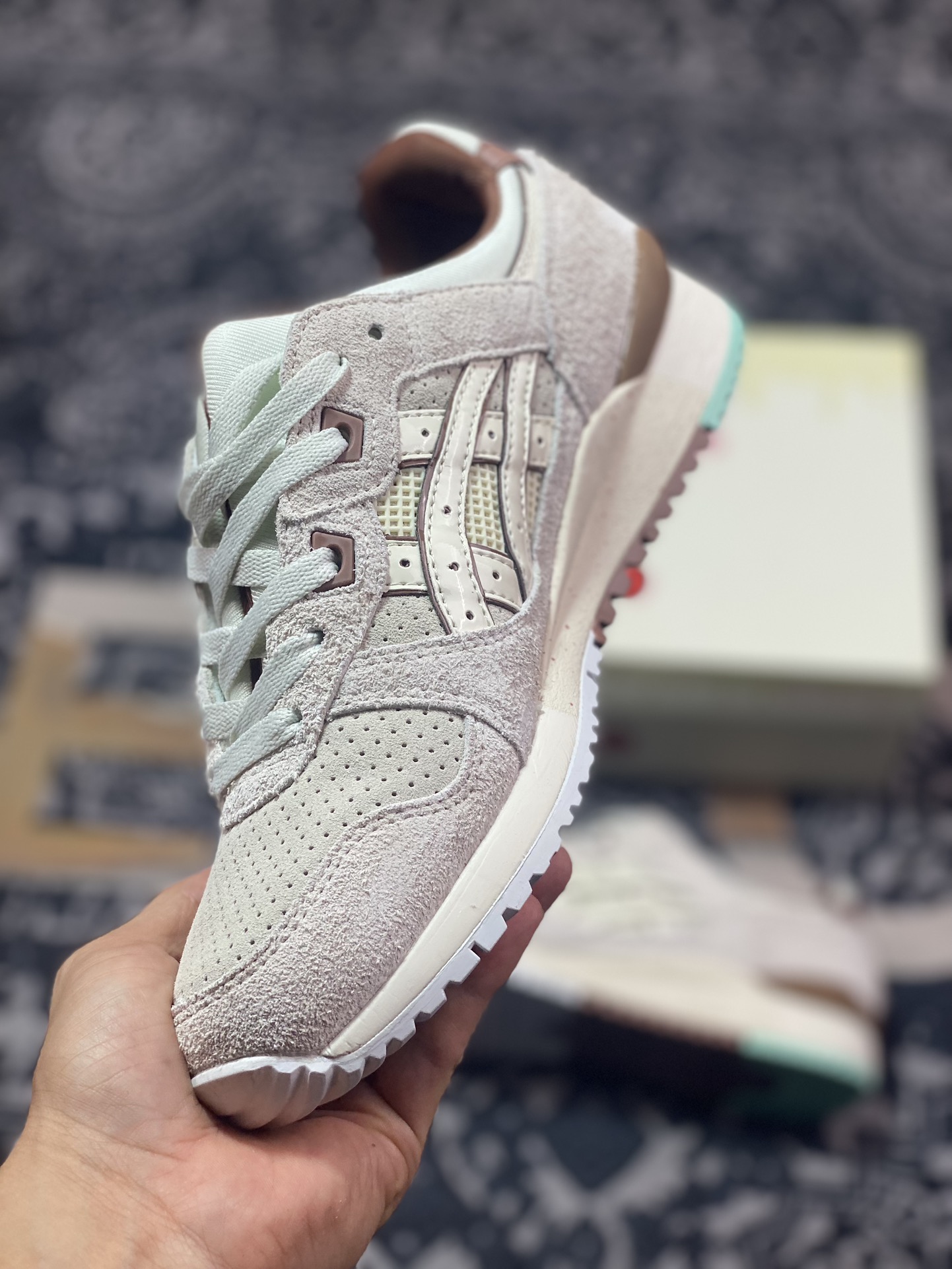 Nice Kicks x ASICS Gel Lyte III OG”Nice Cream”亚瑟士3代系列低帮跑步鞋“联名冰淇淋奶白棕樱桃”1201A460-750