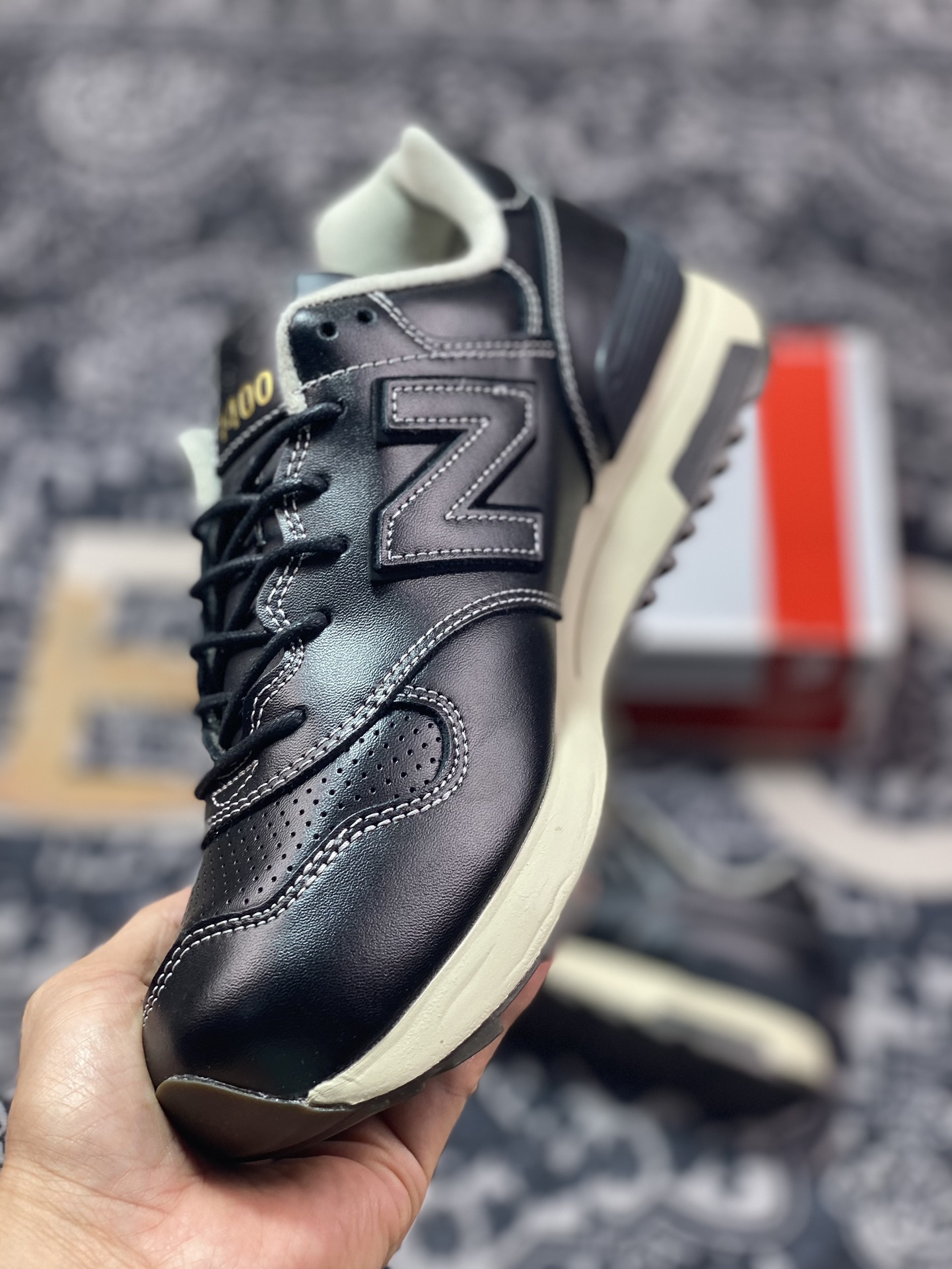 NB新百伦New Balance M1400系列经典复古低帮休闲运动慢跑鞋“皮革黑”M1400LBK