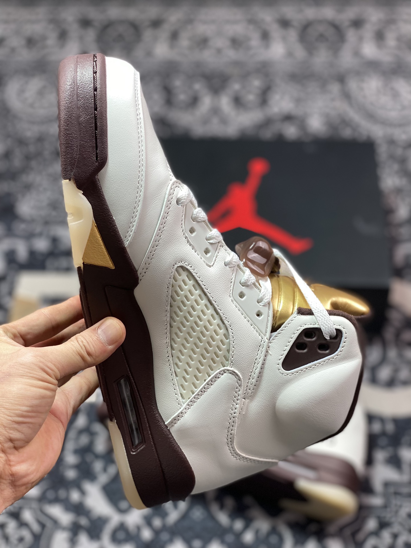 优选 原装级别 Air Jordan 5 Retro Lucky Wolf Grey 鹤红 DD9336-200