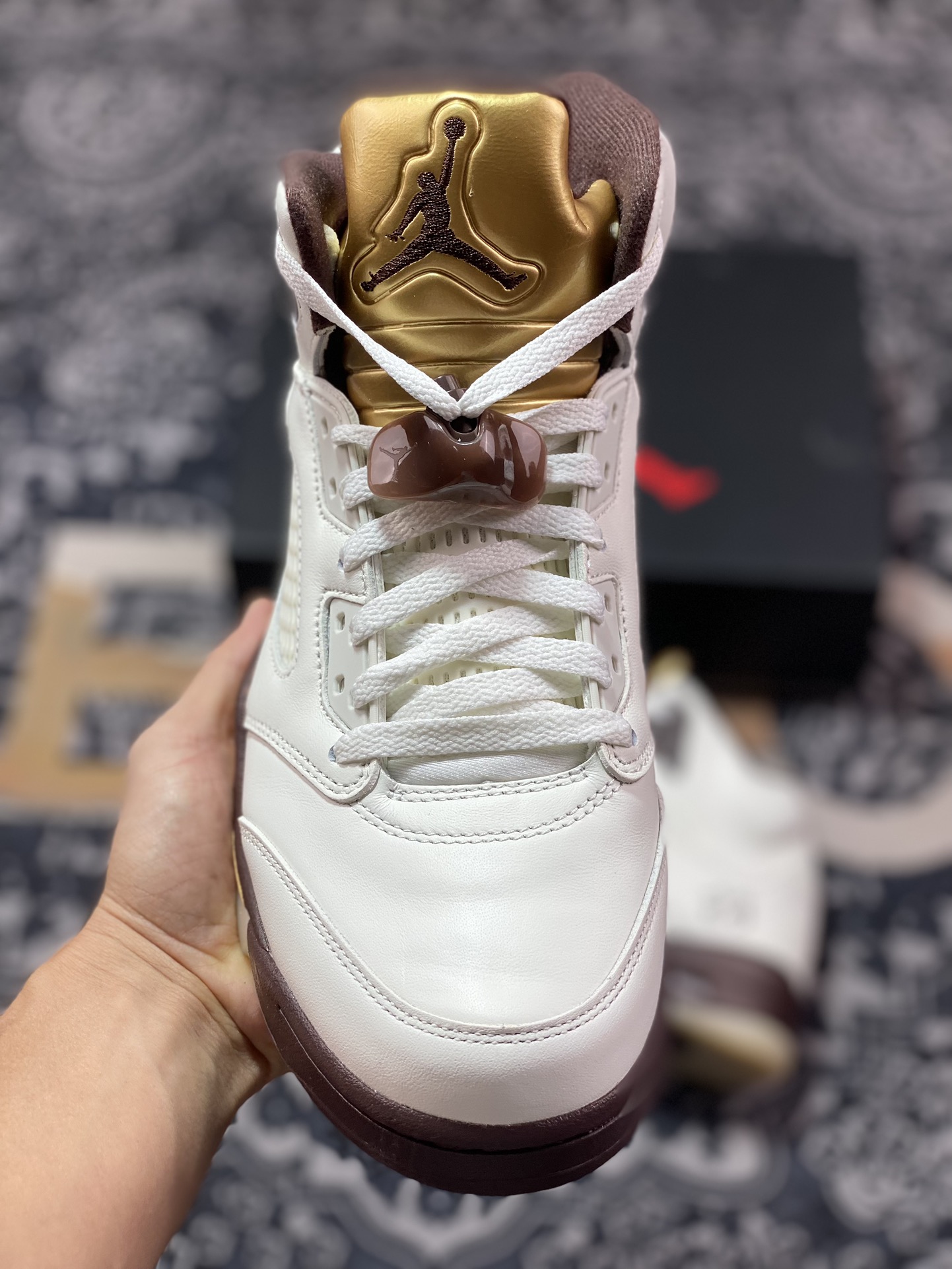 优选 原装级别 Air Jordan 5 Retro Lucky Wolf Grey 鹤红 DD9336-200