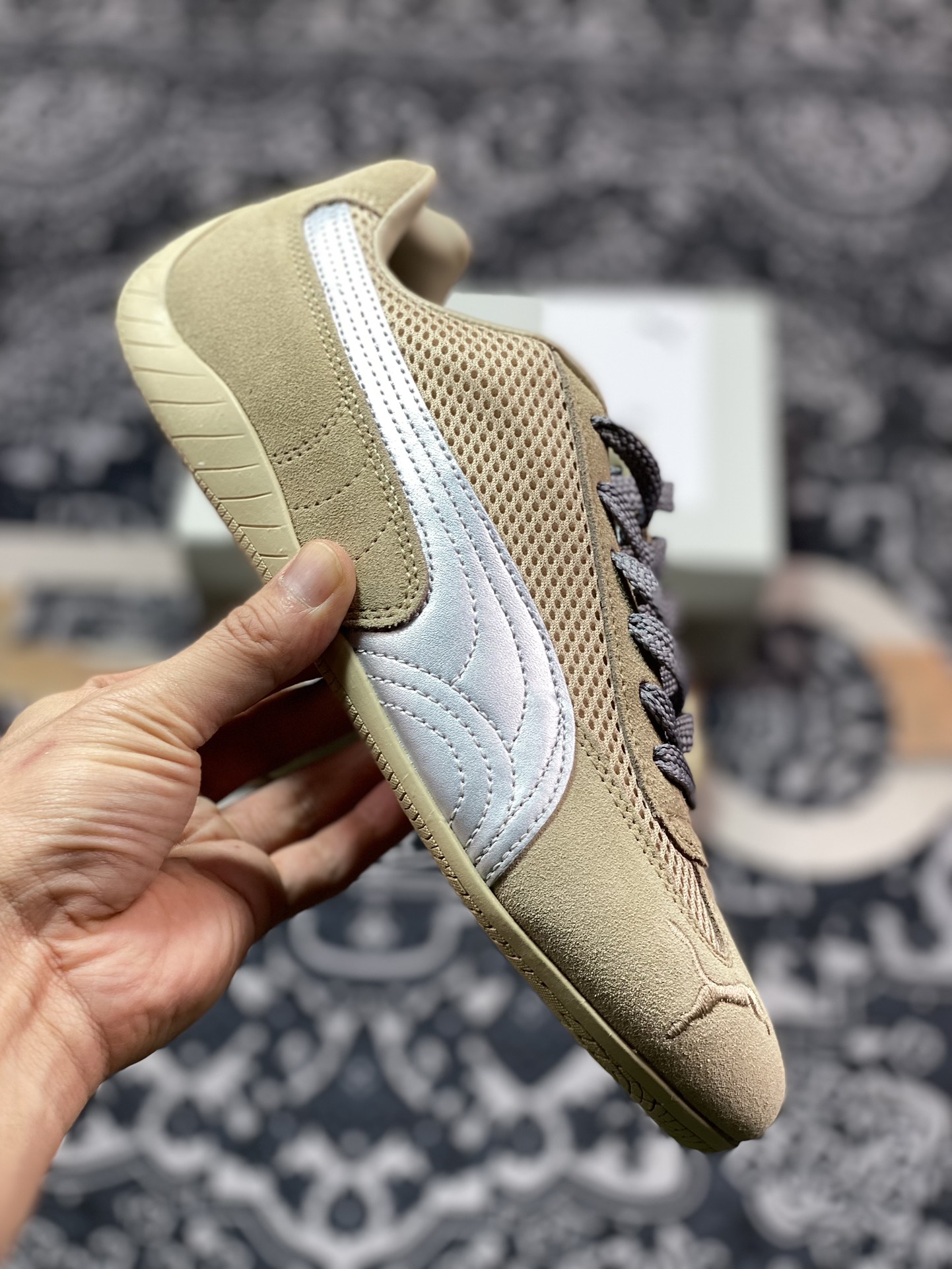 Puma Speedca”Prairie Tan Matte Silver”极速赛车系列低帮德训赛车鞋“翻毛沙土棕银”397397-02