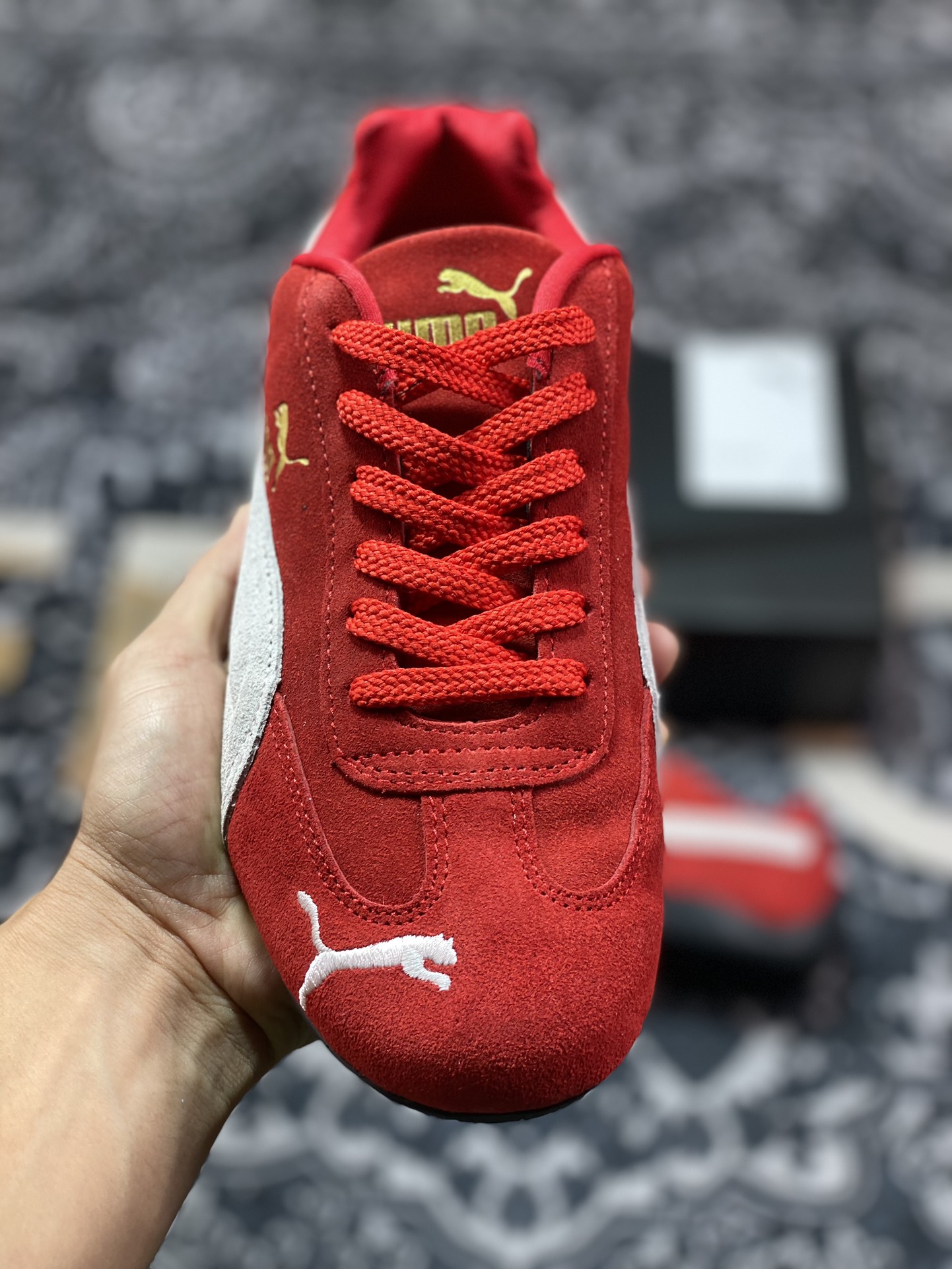 彪马Puma Speedcat OG SD”White Red”极速赛车系列低帮赛车鞋“翻毛大红红鞋带”398846-02