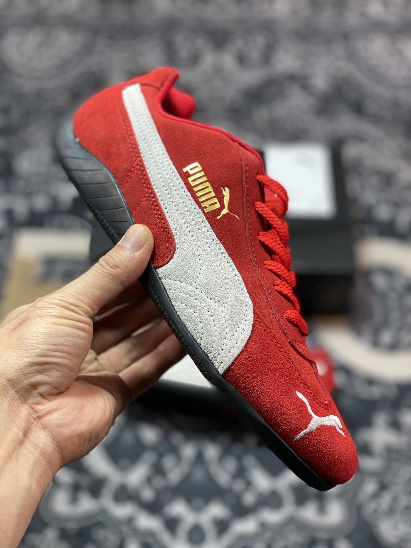 彪马Puma Speedcat OG SD”White Red”极速赛车系列低帮赛车鞋“翻毛大红红鞋带”398846-02