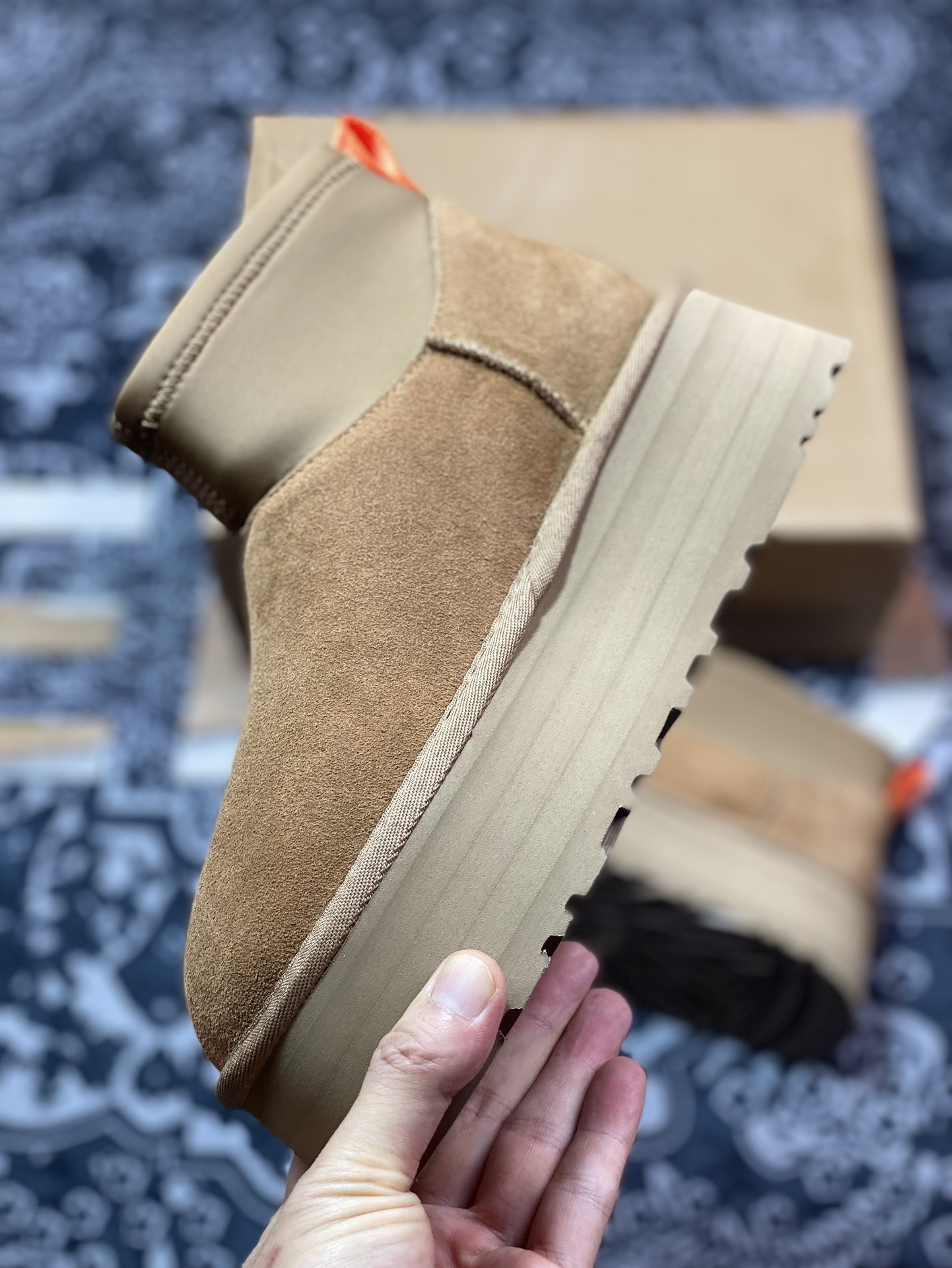 UGG W Classic Mini Dipper 迪普迷你系列加厚款西靴“栗子棕红编织加绒”1168170-CHE