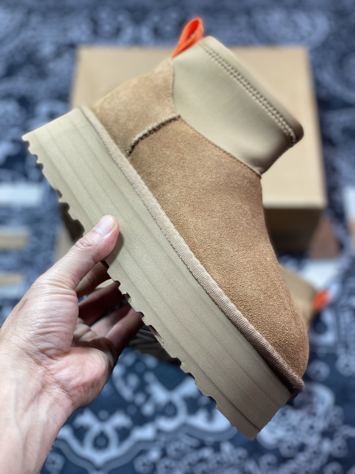 UGG W Classic Mini Dipper 迪普迷你系列加厚款西靴“栗子棕红编织加绒”1168170-CHE