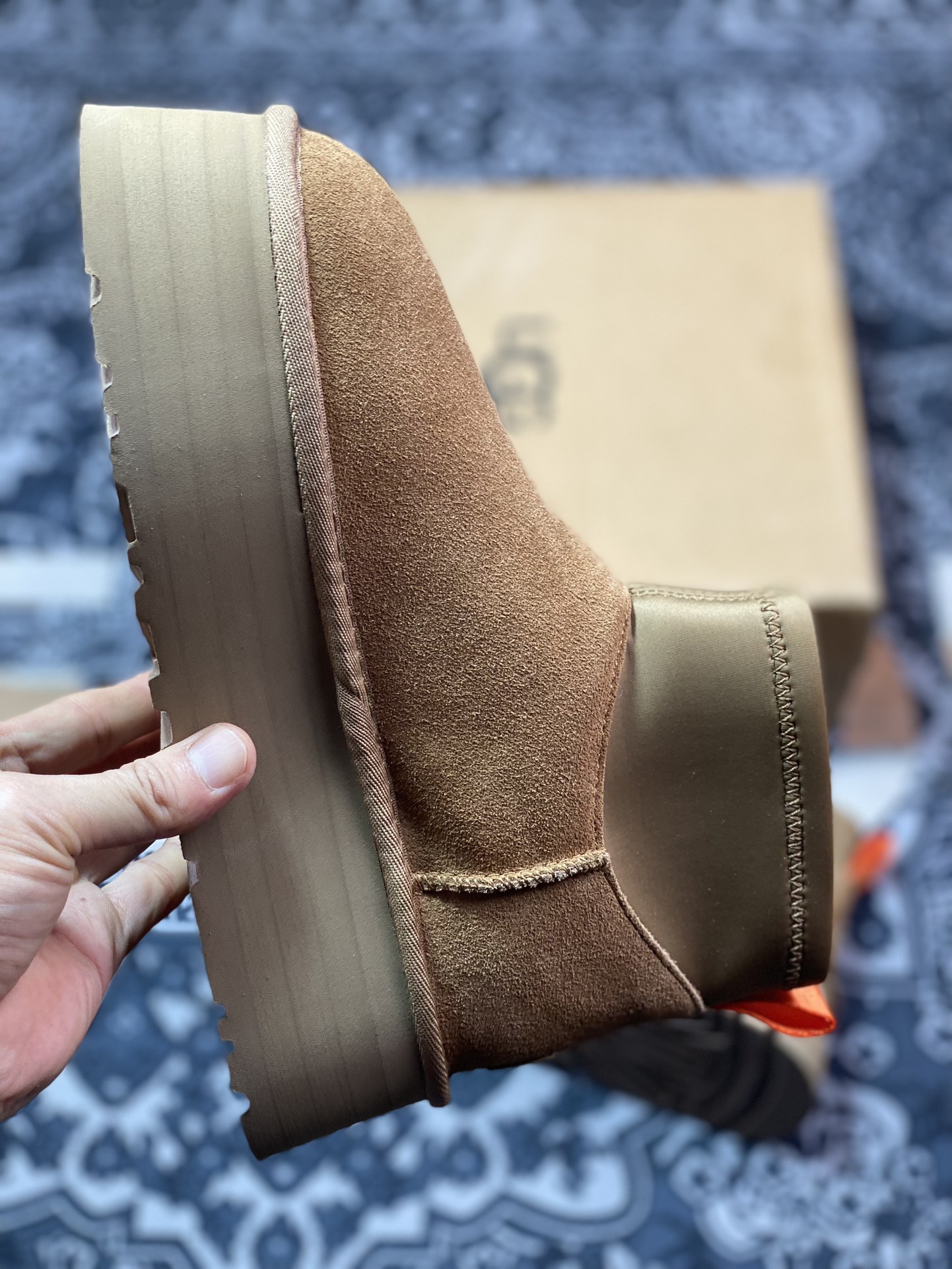 UGG W Classic Mini Dipper 迪普迷你系列加厚款西靴“栗子棕红编织加绒”1168170-CHE