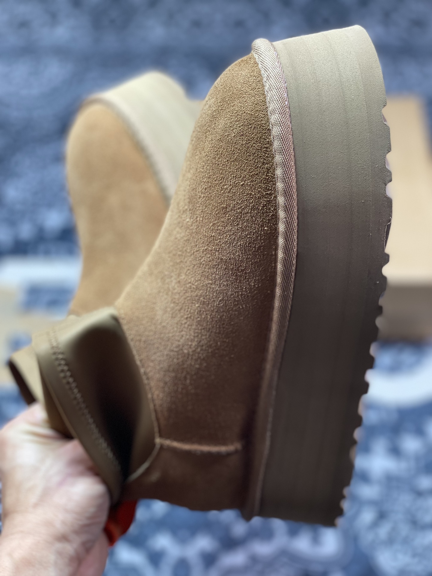 UGG W Classic Mini Dipper 迪普迷你系列加厚款西靴“栗子棕红编织加绒”1168170-CHE