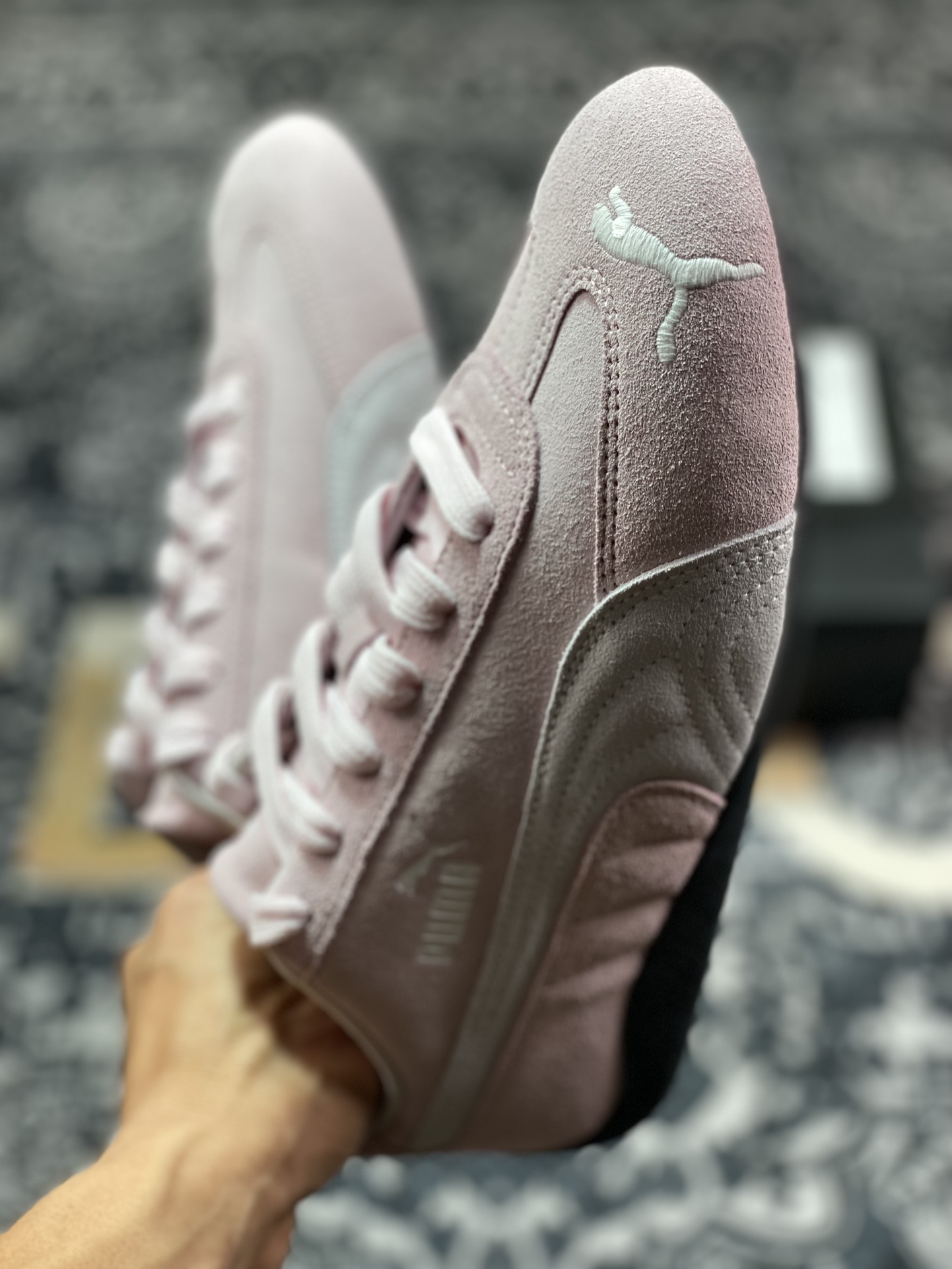 彪马Puma Speedcat OG SD”Pink White”极速赛车系列低帮德训赛车鞋“翻毛浅粉灰白LOGO”398846-04