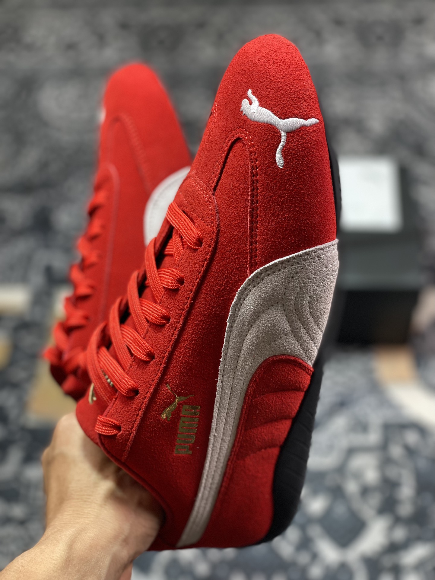 Sparco x Puma Speedcat OG+”White Red”极速赛车赛车鞋“翻毛桔红灰白LOGO”398846-02