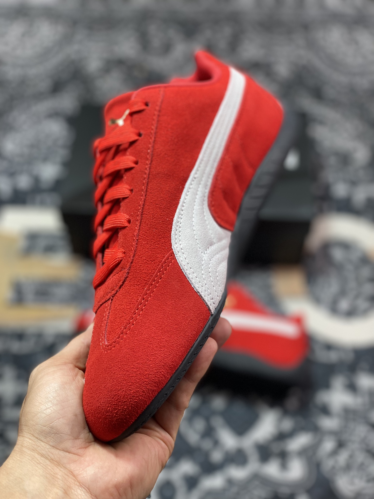 Sparco x Puma Speedcat OG+”White Red”极速赛车赛车鞋“翻毛桔红灰白LOGO”398846-02