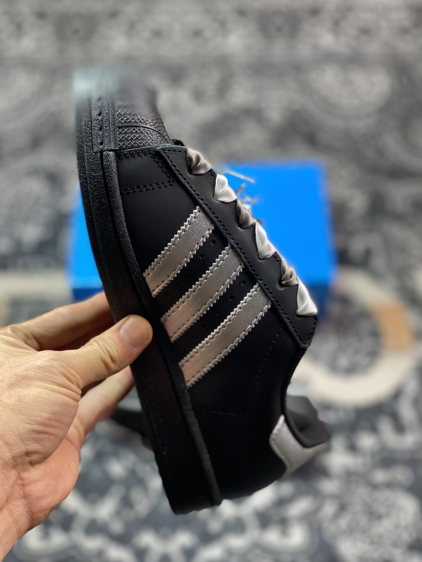 Adidas Originals Superstar ”Black Sliver”经典贝壳头系列低帮百搭休闲运动板鞋 黑银漫游蜘蛛 EG4959