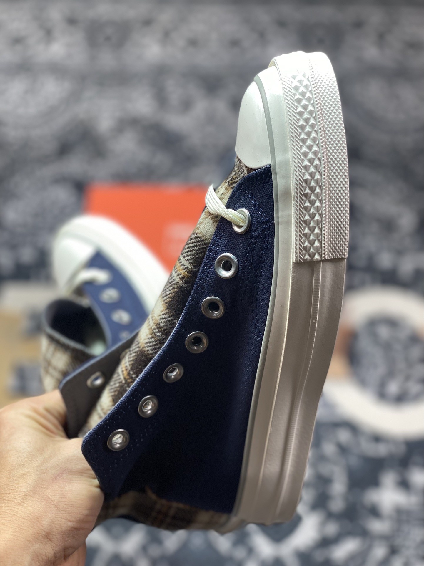 Converse Chuck 1970s 毛呢格子 匡威秋冬新款 防滑耐磨帆布鞋  A12453C 蓝色 A12452C 红色