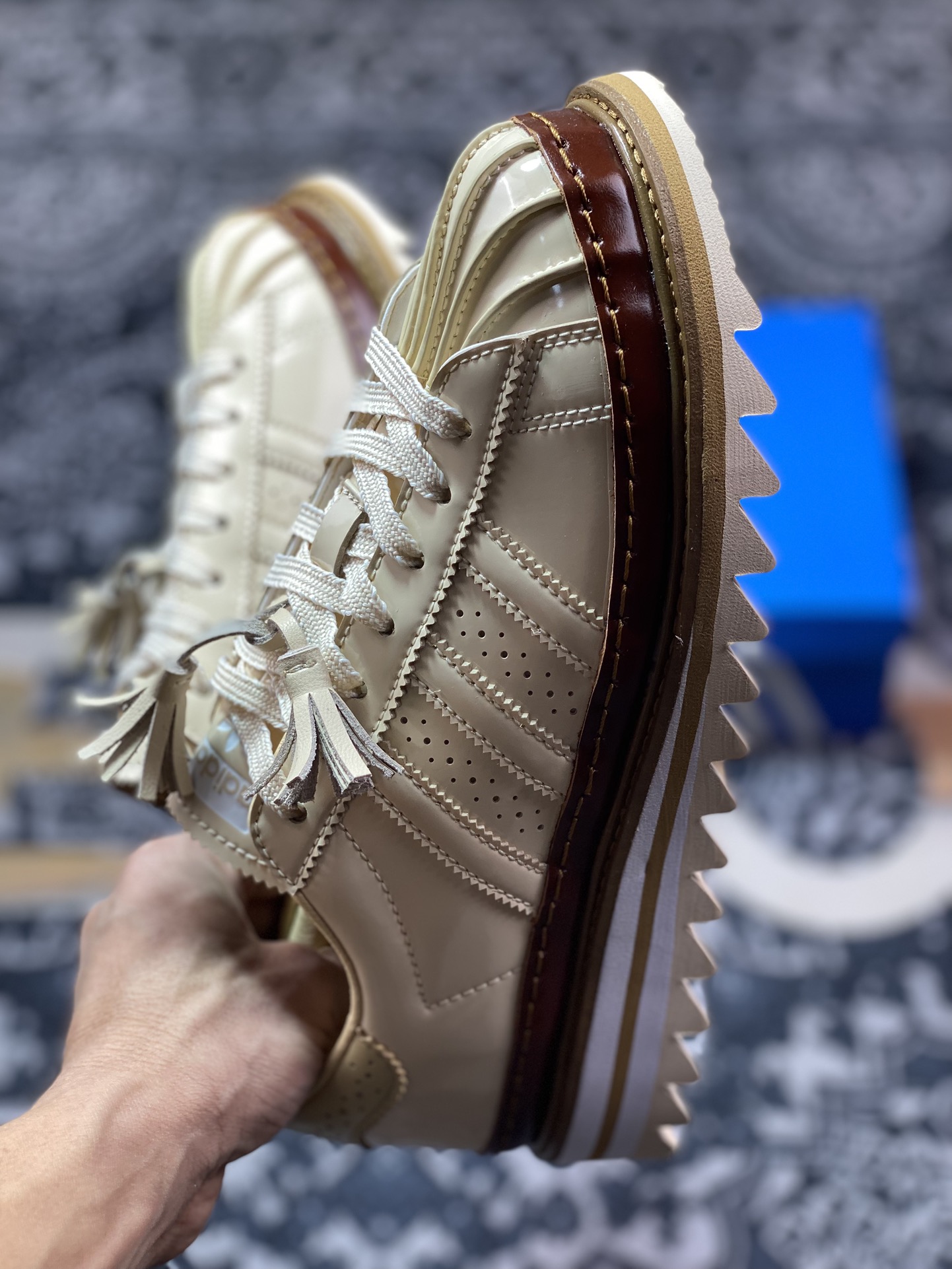 原装级别CLOT x Adidas originals Superstar 褐色 陈冠希联名锯齿休闲板鞋  JQ6117