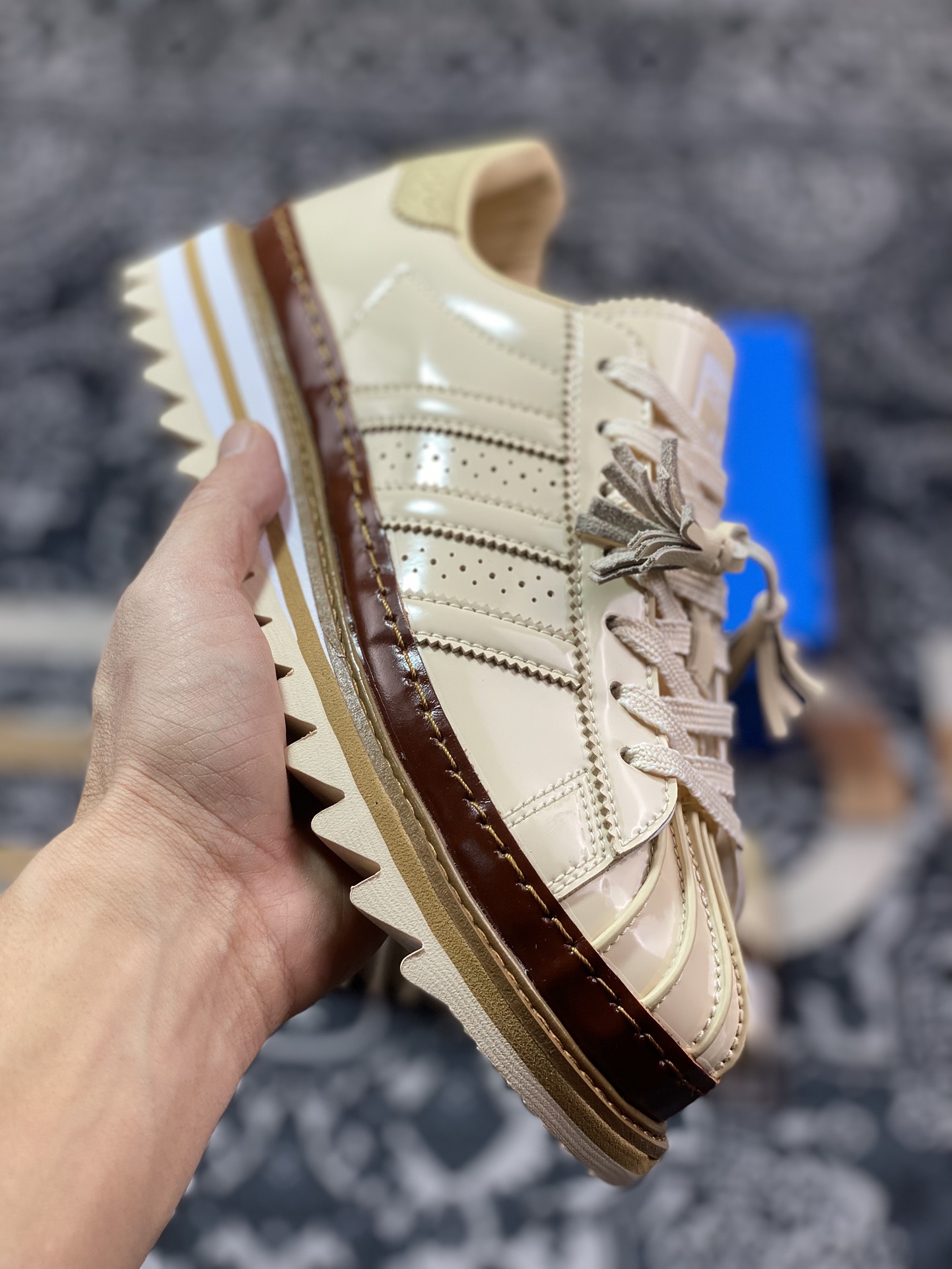 原装级别CLOT x Adidas originals Superstar 褐色 陈冠希联名锯齿休闲板鞋  JQ6117