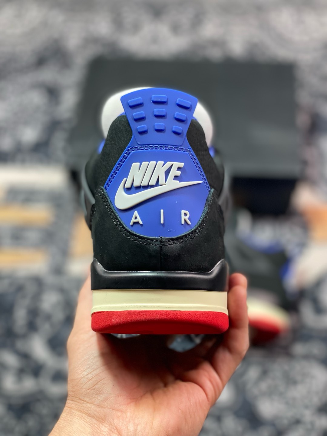 优选 原装级别#Air Jordan AJ4 Rare Air Laser 黑蓝红 FV5029-003