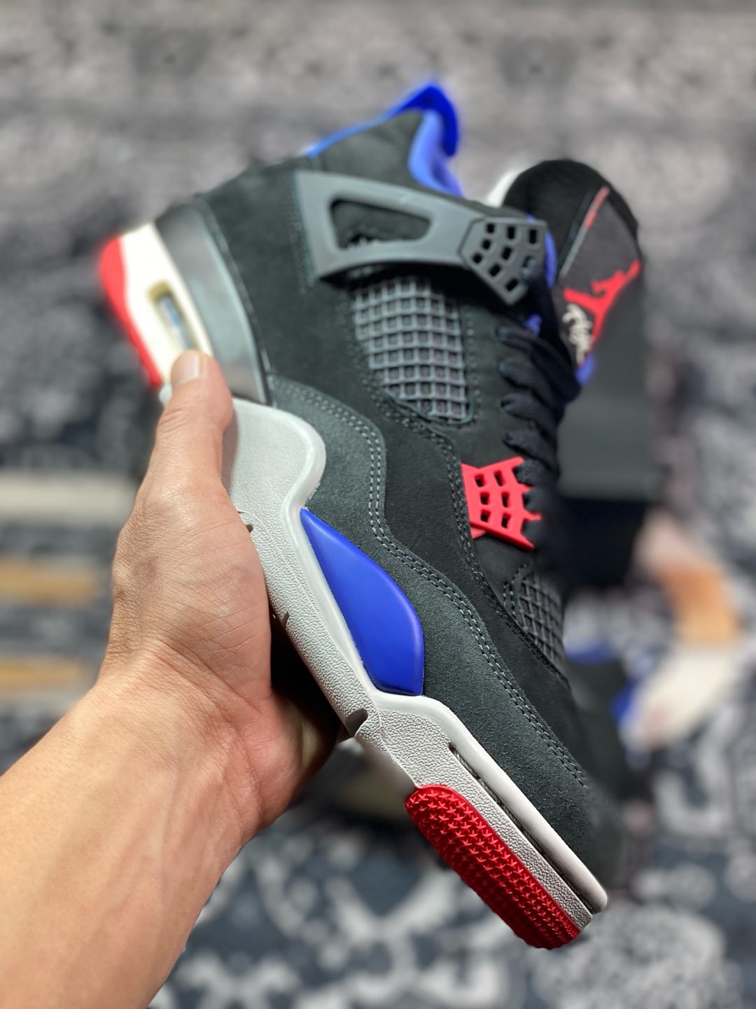 优选 原装级别#Air Jordan AJ4 Rare Air Laser 黑蓝红 FV5029-003