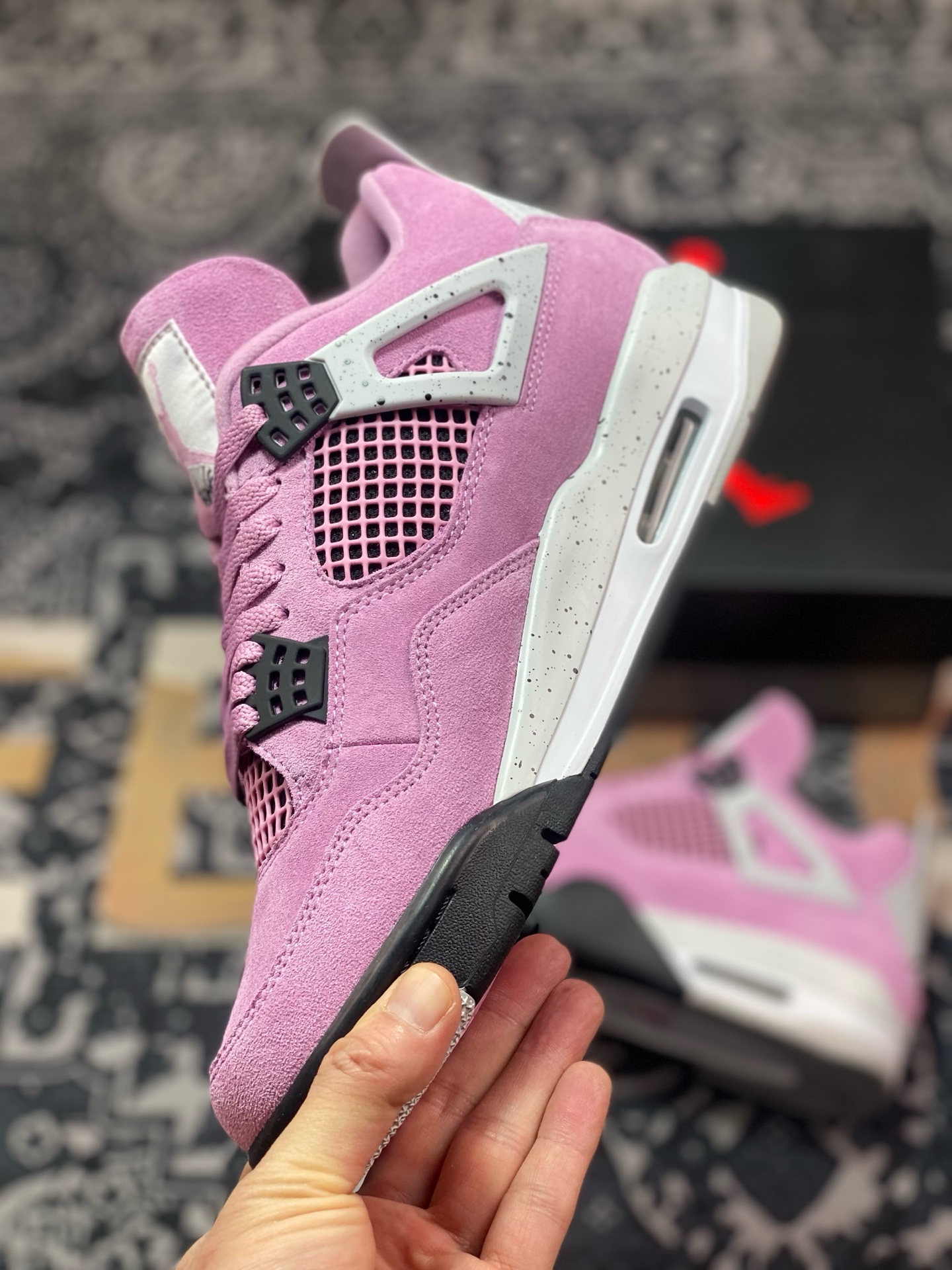 优选 原装级别 #Air Jordan AJ4 WMNS ”Orchid” 猛男粉  AQ9129-501