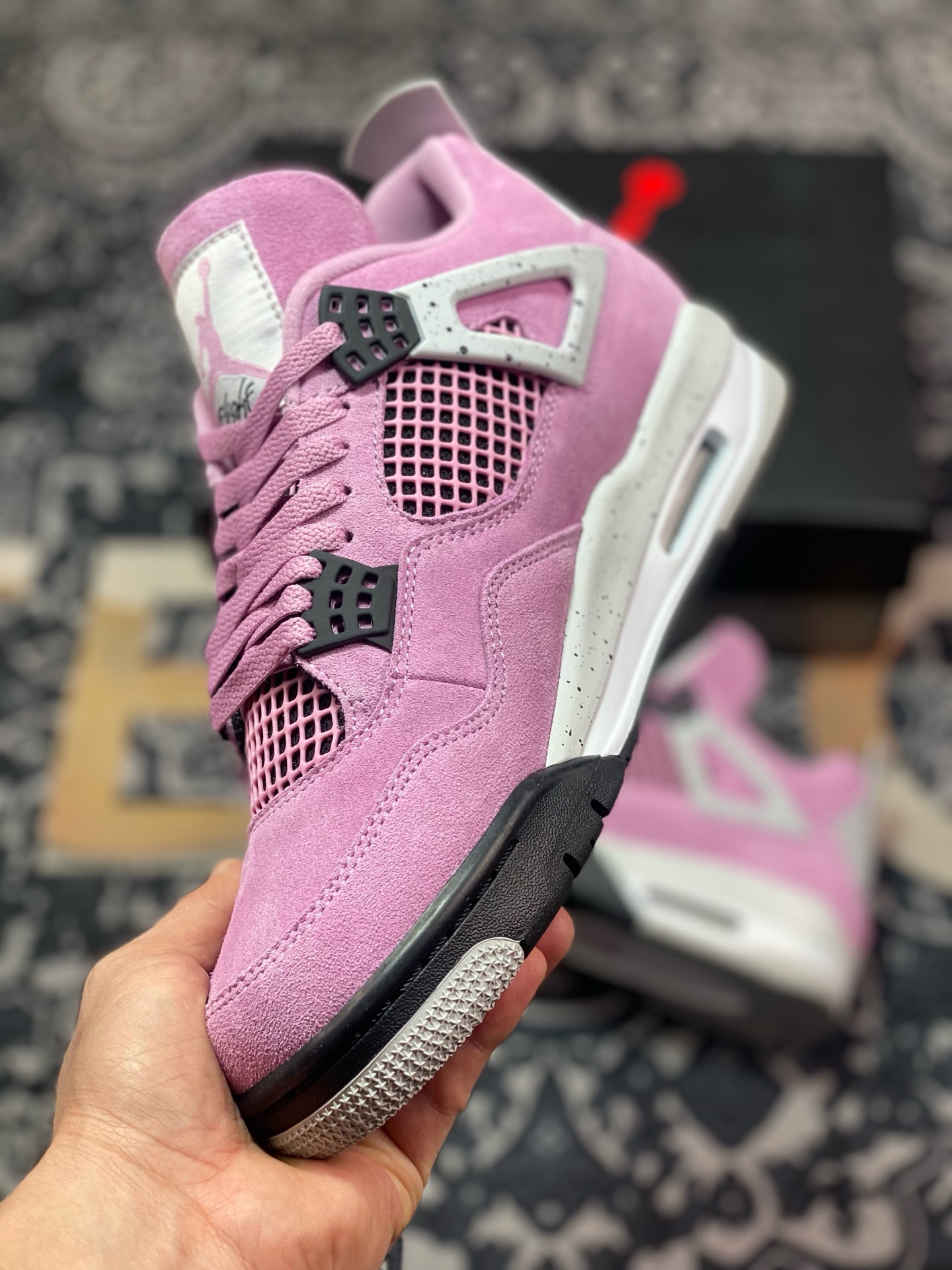 优选 原装级别 #Air Jordan AJ4 WMNS ”Orchid” 猛男粉  AQ9129-501