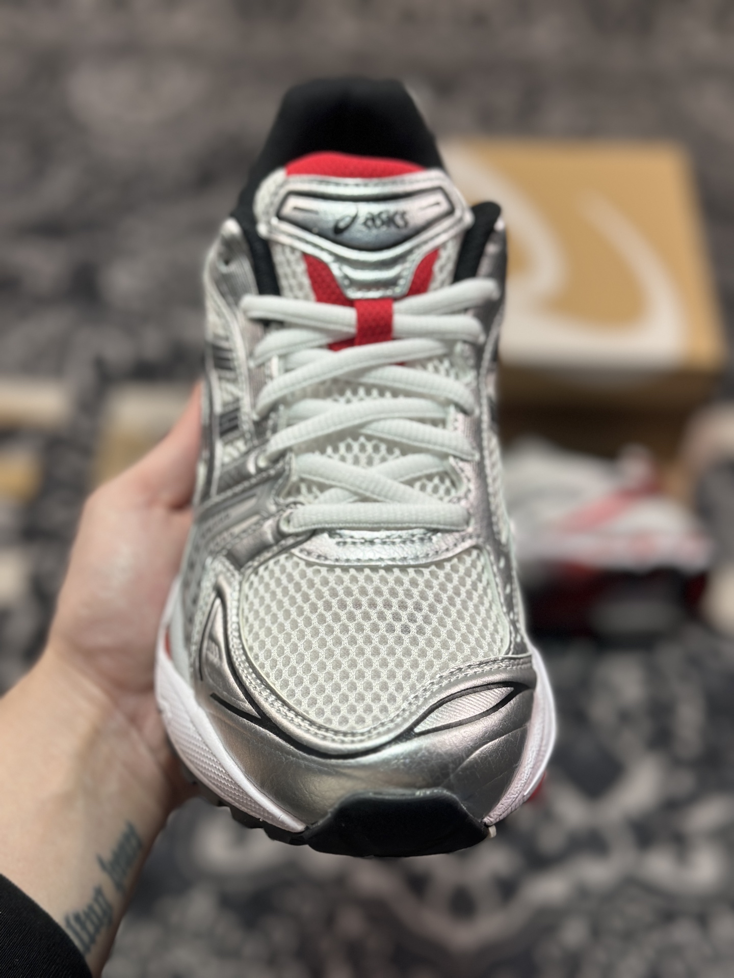 A8200  Asics Gel-Kayano 14 白银红 亚瑟士14代 纳米纤维气垫百搭休闲运动慢跑鞋 1201A019-103