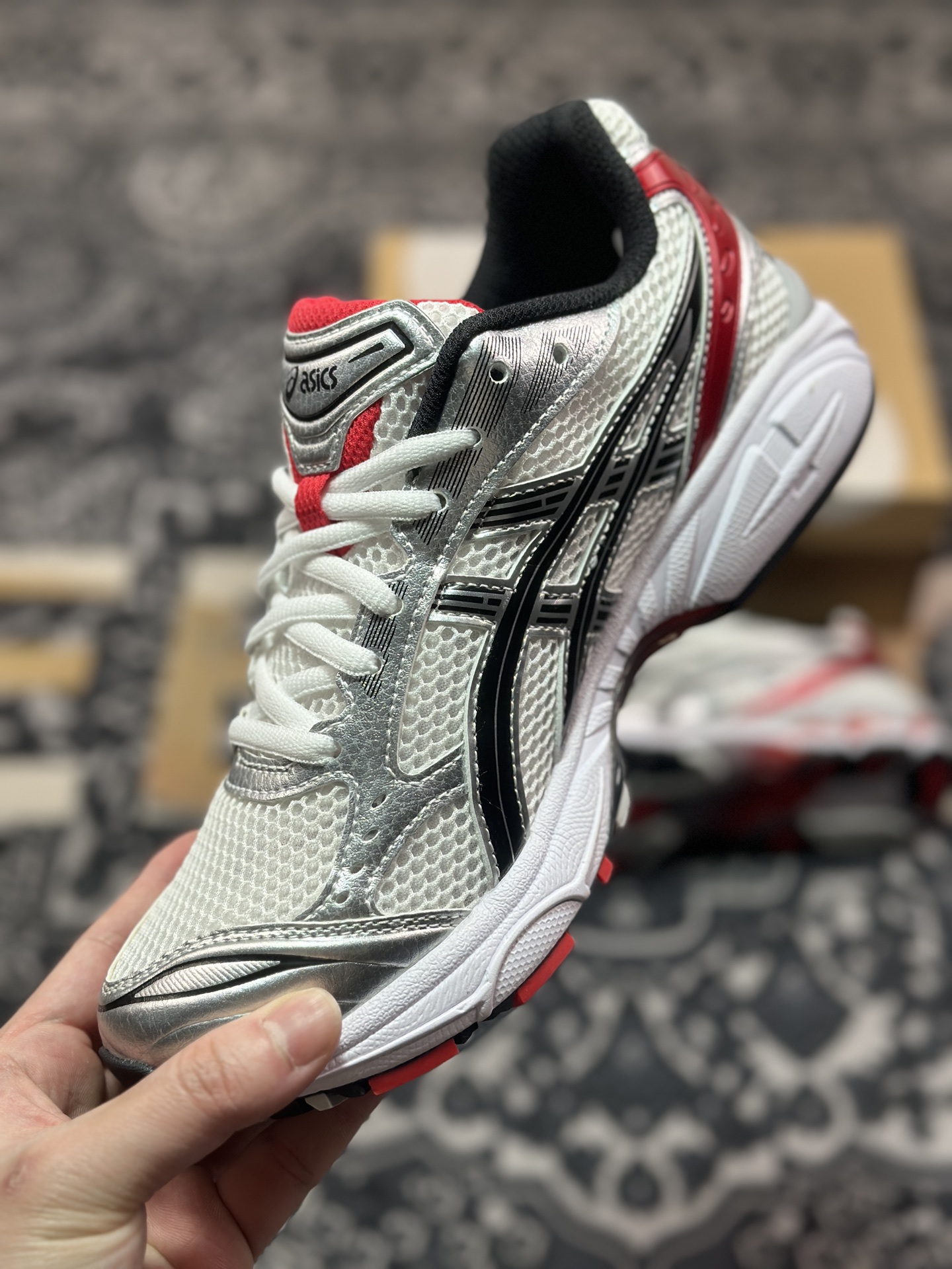 A8200  Asics Gel-Kayano 14 白银红 亚瑟士14代 纳米纤维气垫百搭休闲运动慢跑鞋 1201A019-103