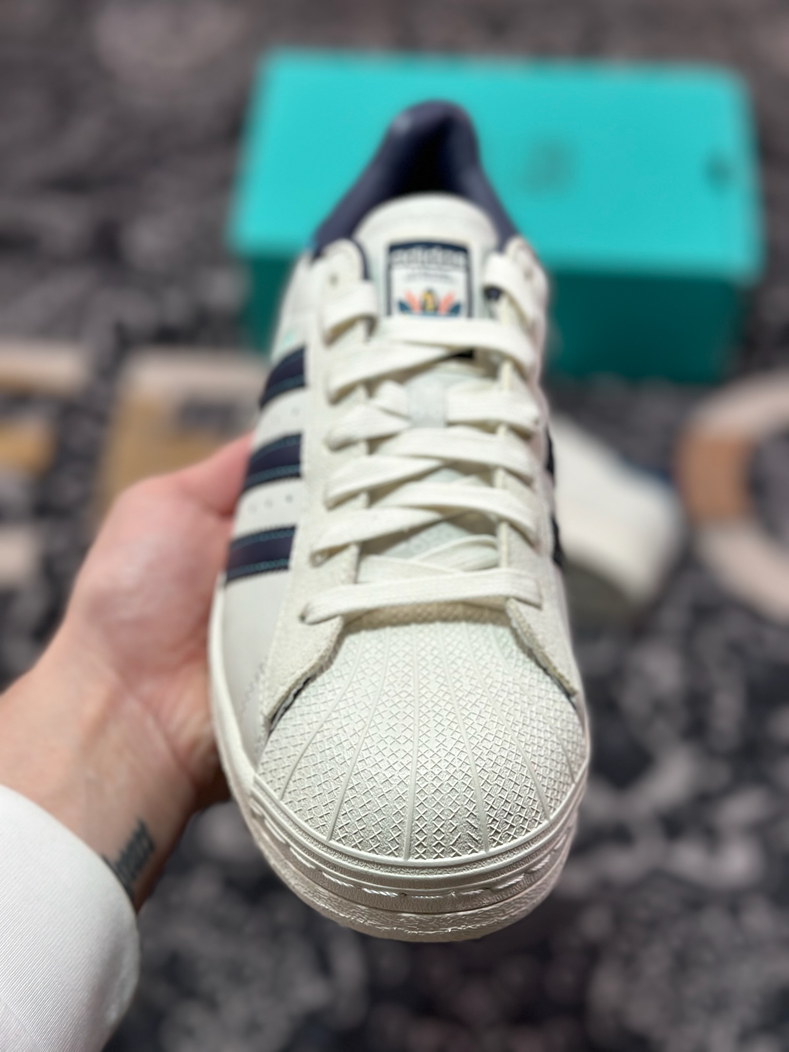 A3160  原厂级别Adidas 三叶草 Superstar 贝壳头 板鞋/白蓝灰  ID1139