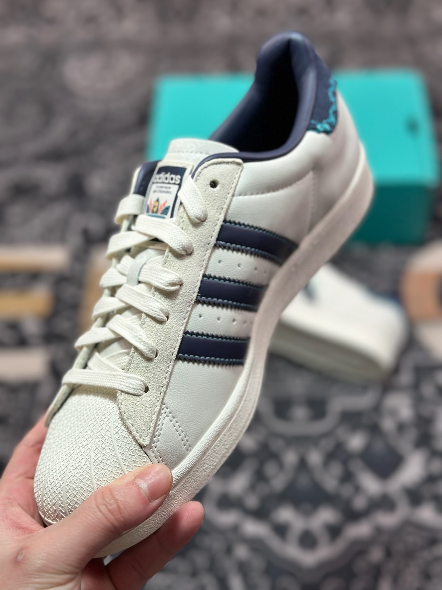 A3160  原厂级别Adidas 三叶草 Superstar 贝壳头 板鞋/白蓝灰  ID1139