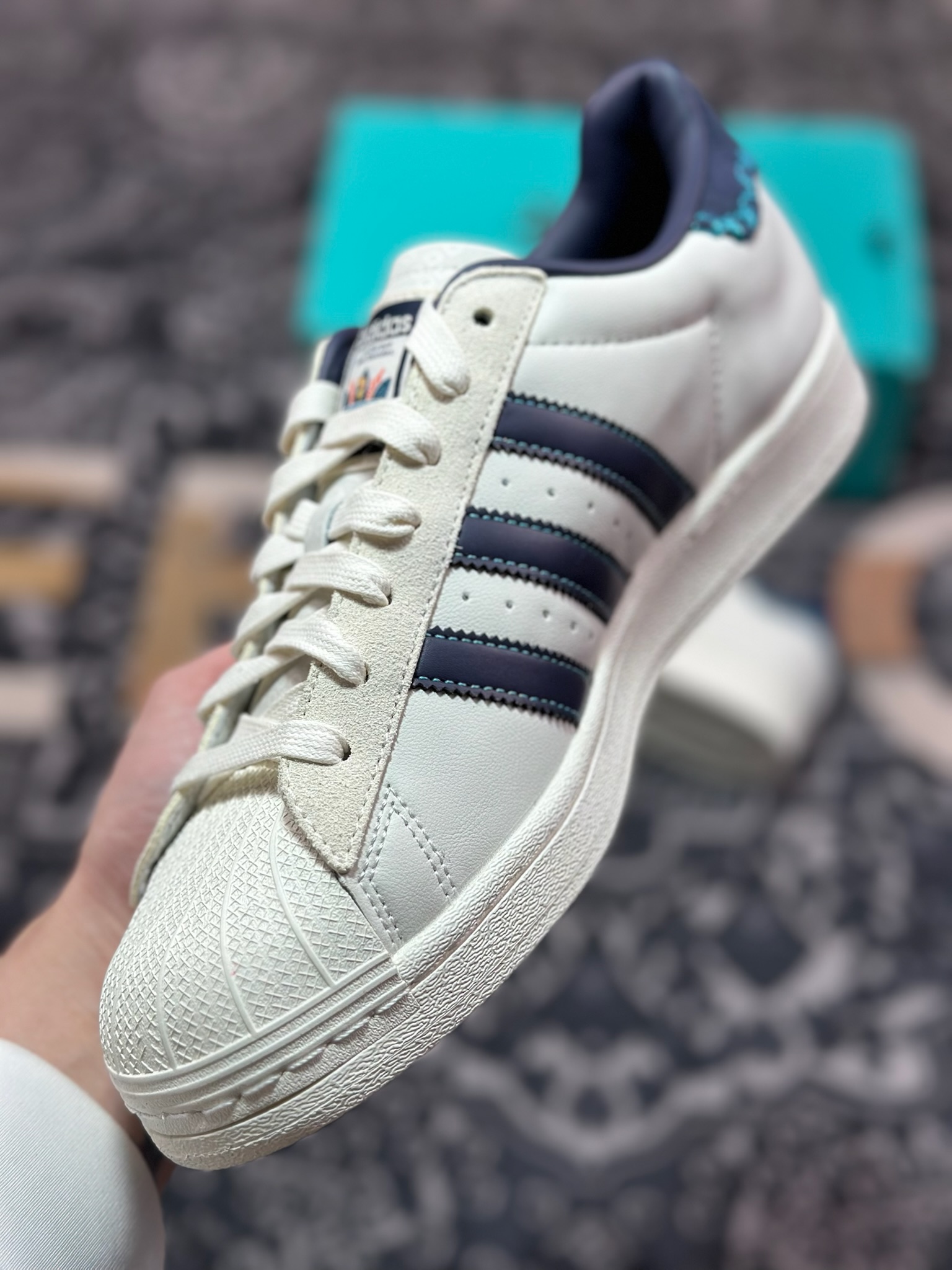 A3160  原厂级别Adidas 三叶草 Superstar 贝壳头 板鞋/白蓝灰  ID1139
