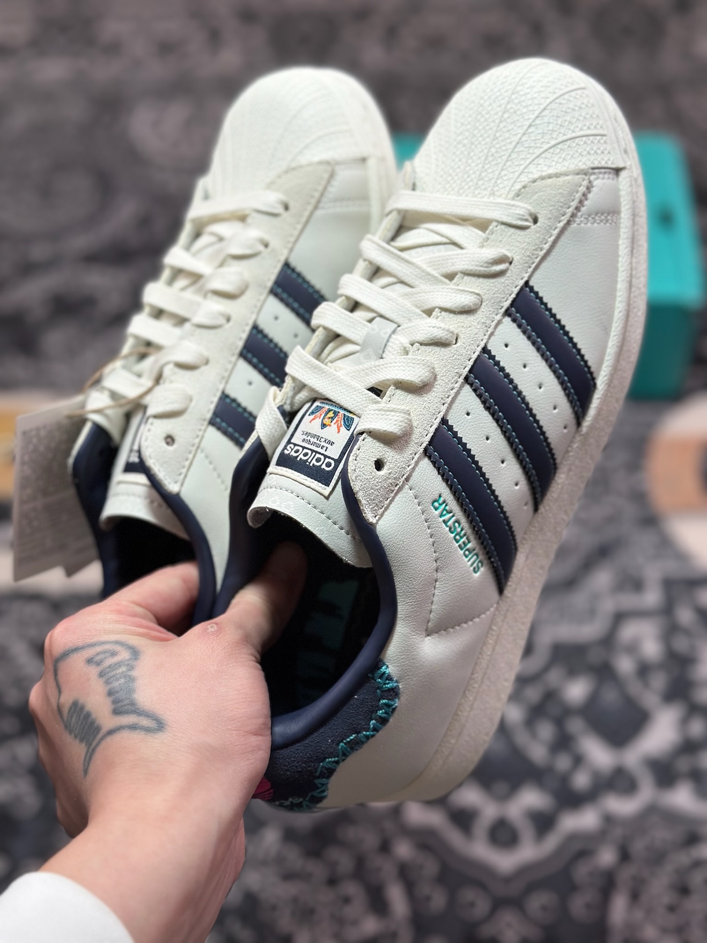 A3160  原厂级别Adidas 三叶草 Superstar 贝壳头 板鞋/白蓝灰  ID1139