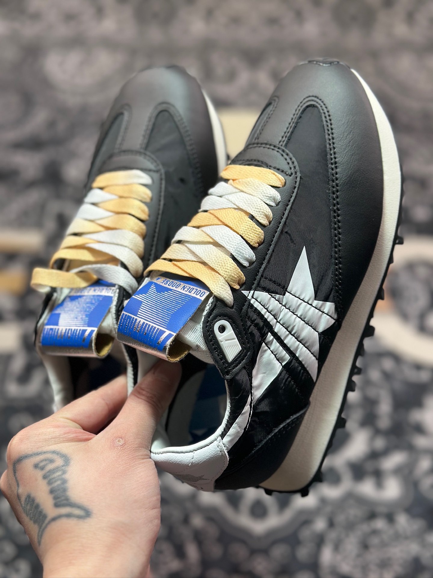 B3260  黄金鹅GGDB/Golden Goose Marathon Trimmed sneakers 马拉松系列低帮慢跑鞋“皮革黑白银” GMF00683.F005459.90167