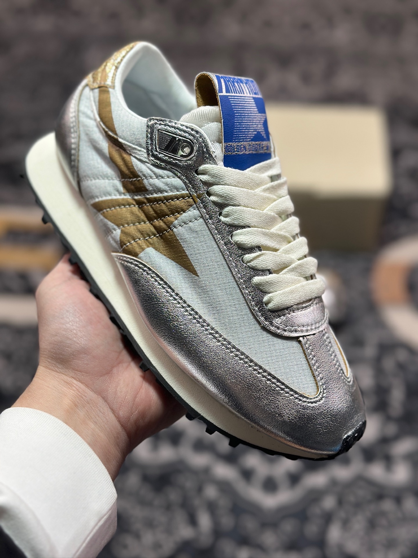 B3260  GGDB/Golden Goose Marathon Trimmed sneakers 马拉松系列低帮慢跑鞋“皮革金属银鎏金黄” GWF00683.F005490.70138