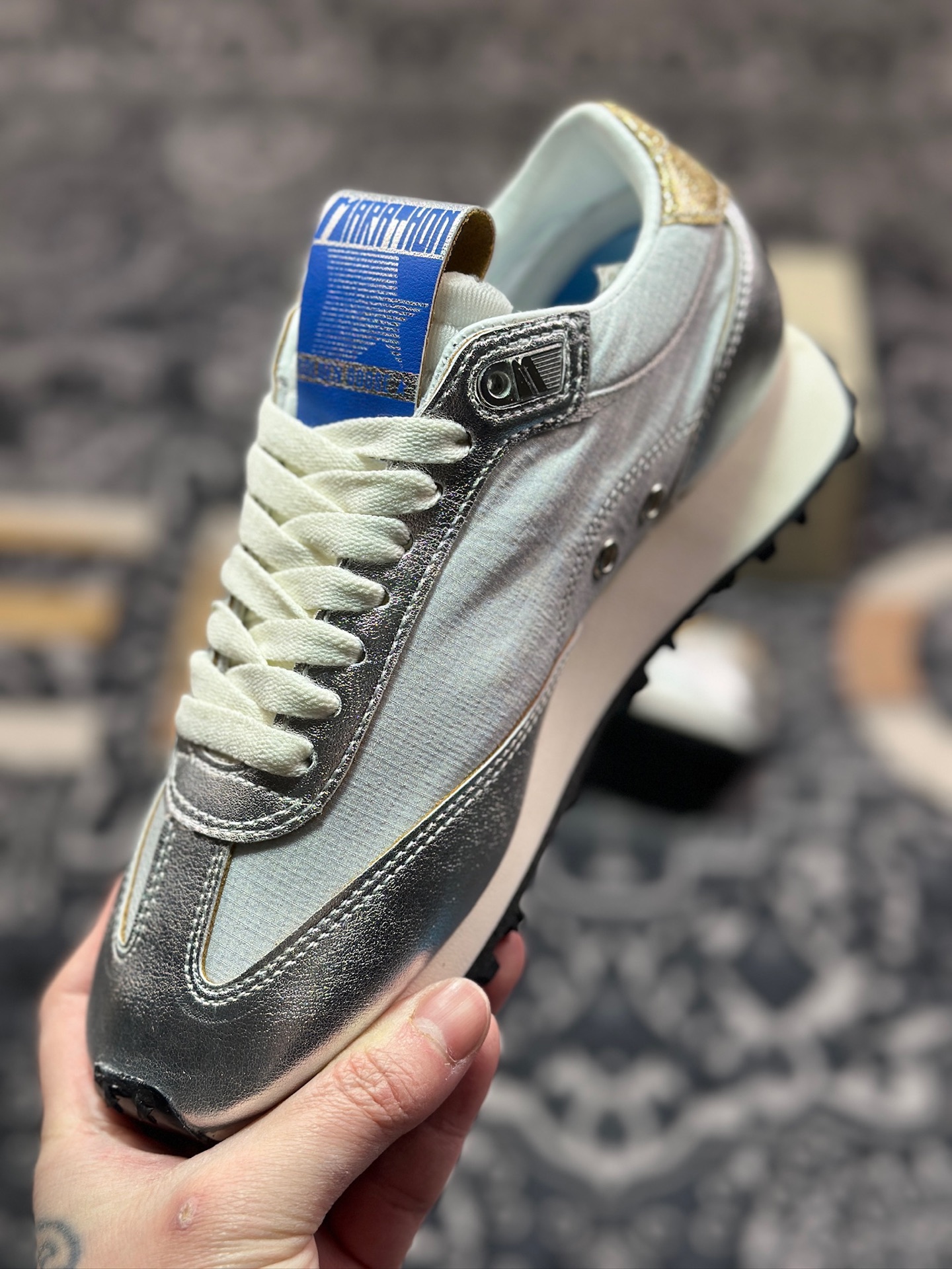 B3260  GGDB/Golden Goose Marathon Trimmed sneakers 马拉松系列低帮慢跑鞋“皮革金属银鎏金黄” GWF00683.F005490.70138