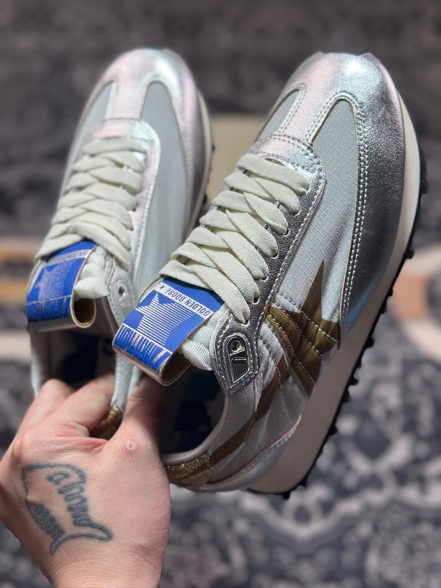 B3260  GGDB/Golden Goose Marathon Trimmed sneakers 马拉松系列低帮慢跑鞋“皮革金属银鎏金黄” GWF00683.F005490.70138