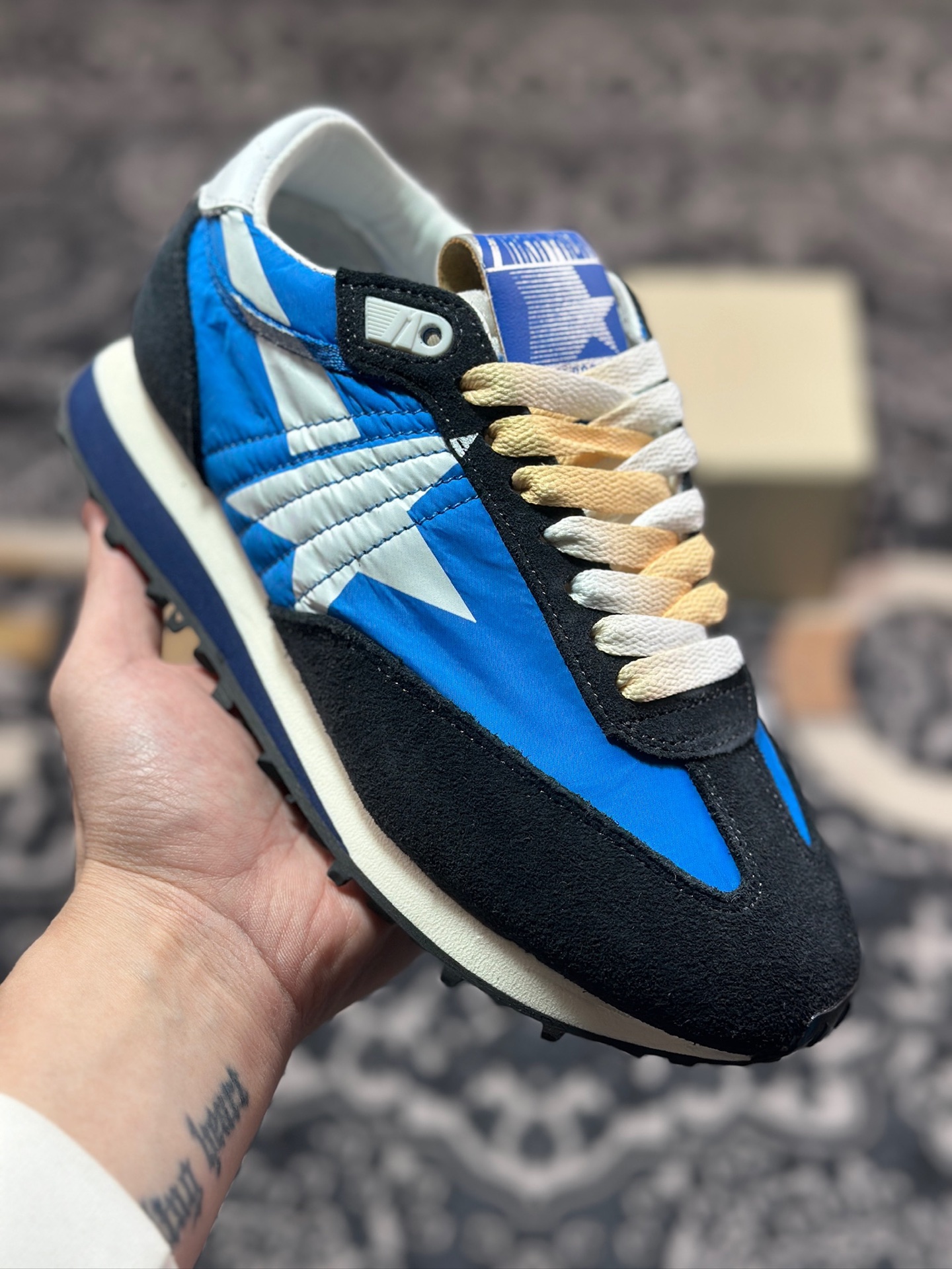 B3260  GGDB/Golden Goose Marathon Trimmed sneakers 马拉松系列低帮慢跑鞋“翻毛午夜蓝天蓝银” GMF00683.F005463.50738