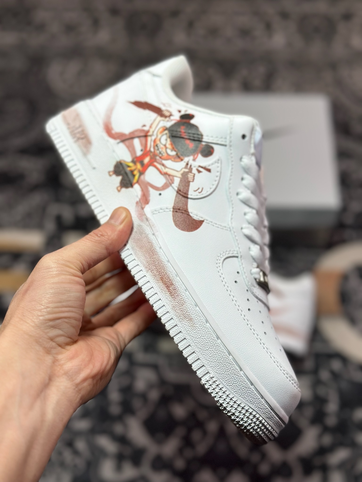 B4260  【定制球鞋】Air Force 1 Low 哪吒闹海涂鸦白红 经典休闲运动板鞋  ZH0316-061
