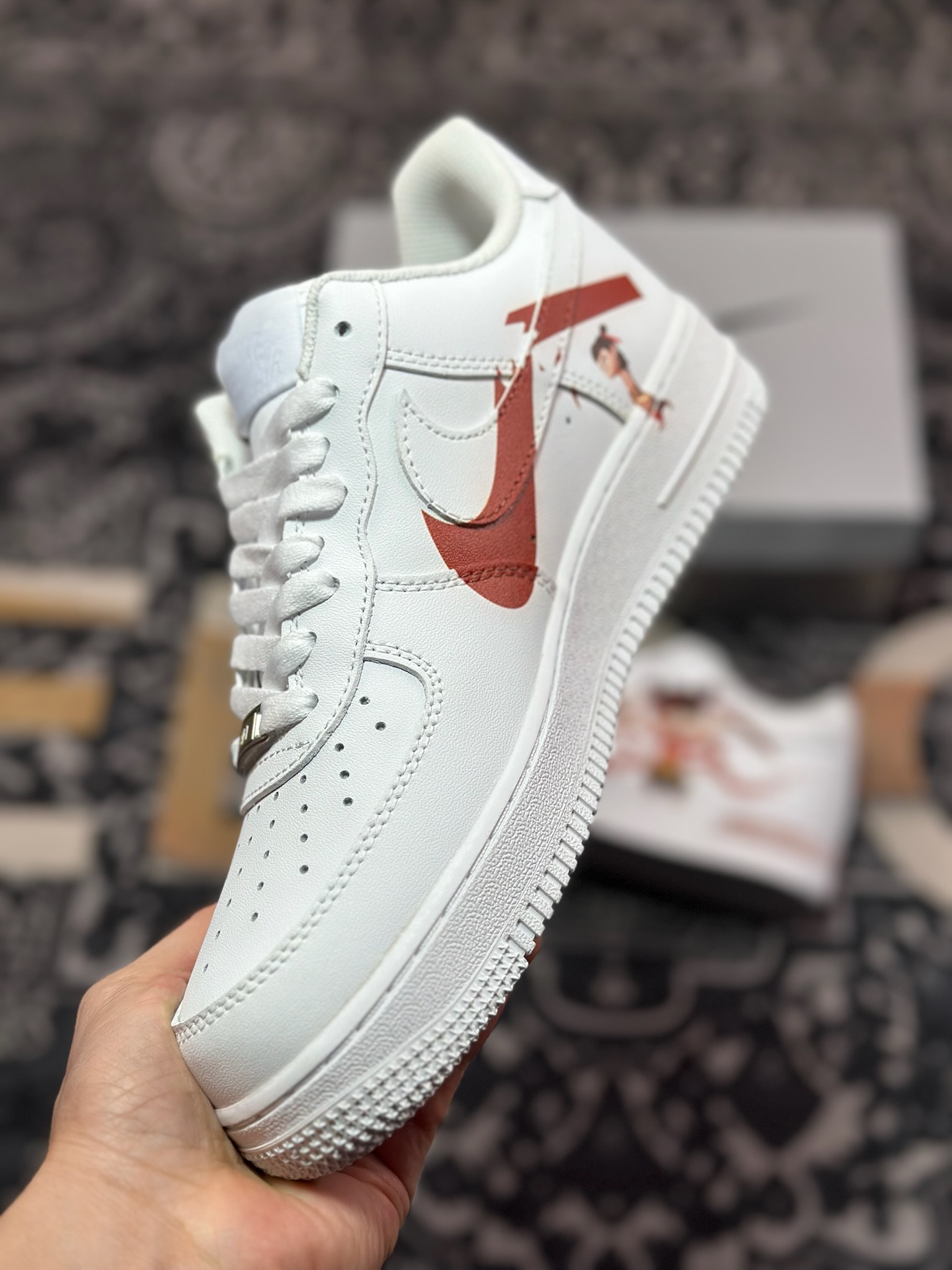B4260  【定制球鞋】Air Force 1 Low 哪吒闹海涂鸦白红 经典休闲运动板鞋  ZH0316-061
