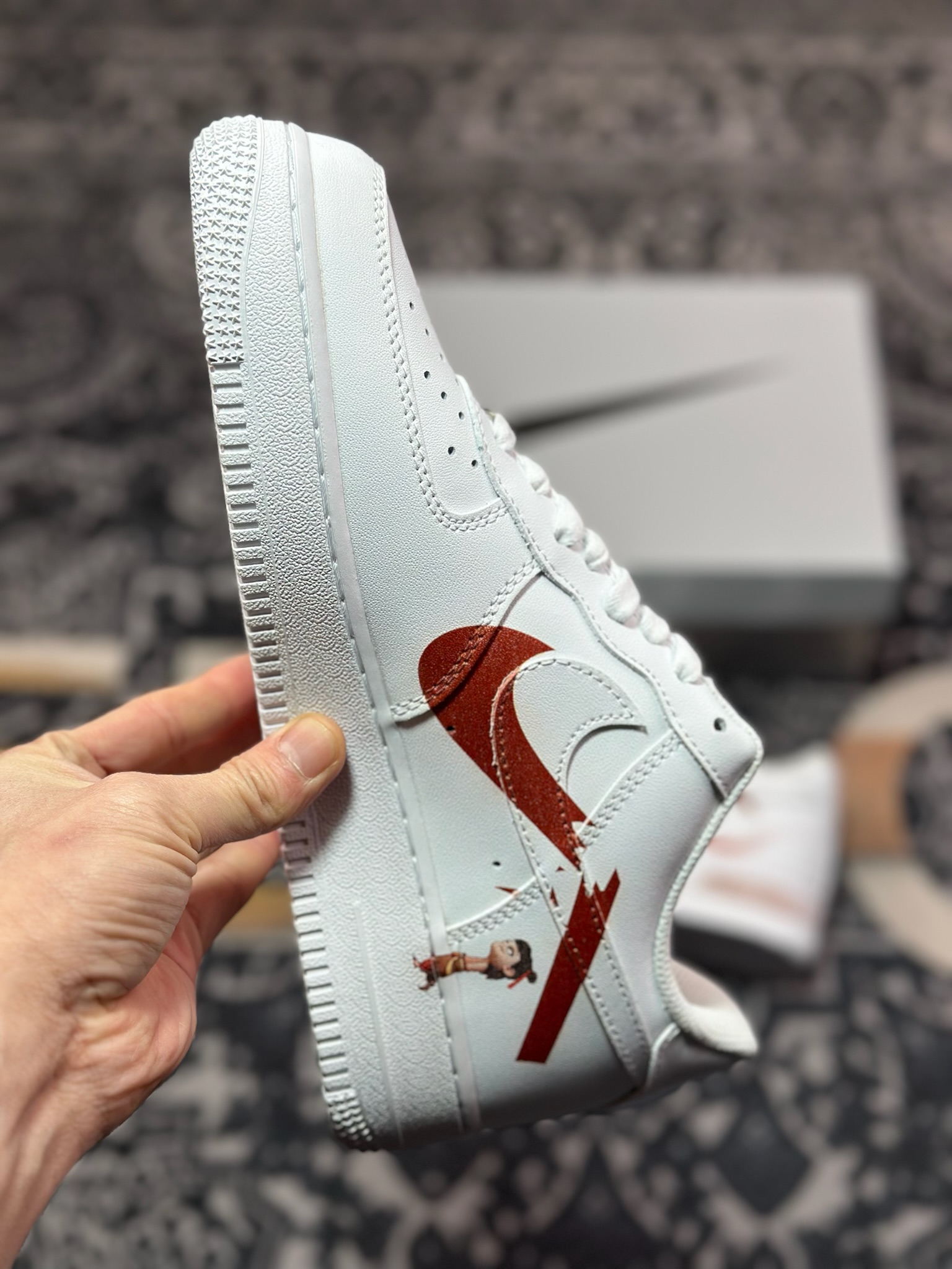 B4260  【定制球鞋】Air Force 1 Low 哪吒闹海涂鸦白红 经典休闲运动板鞋  ZH0316-061