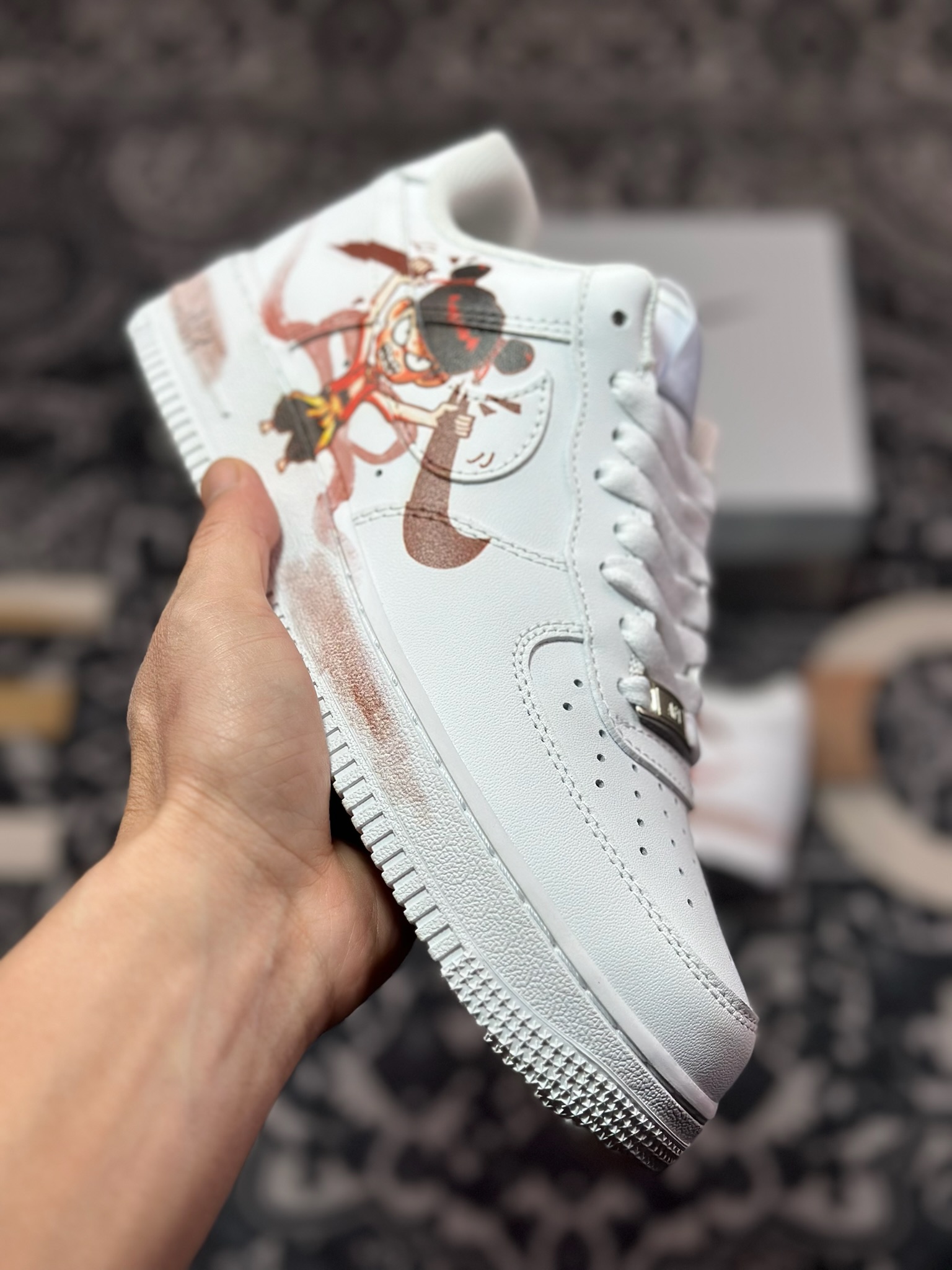 B4260  【定制球鞋】Air Force 1 Low 哪吒闹海涂鸦白红 经典休闲运动板鞋  ZH0316-061