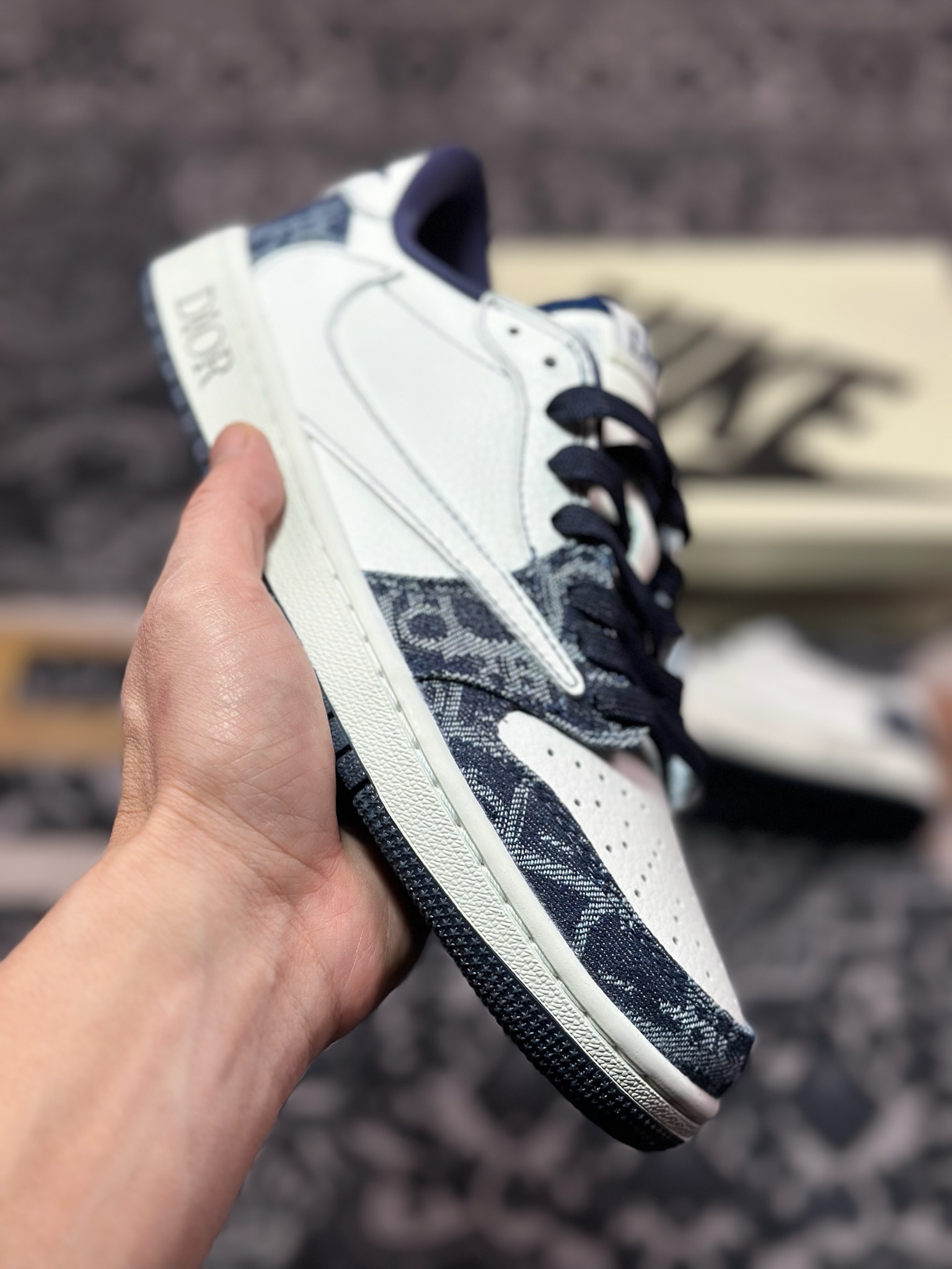 A8200  Dior x Travis Scott x Nike Air Jordan 1 Low OG SP”Christian Dior”AJ1乔丹一代篮球鞋“TS联名牛仔深蓝米白迪奥倒钩” CH6336-017