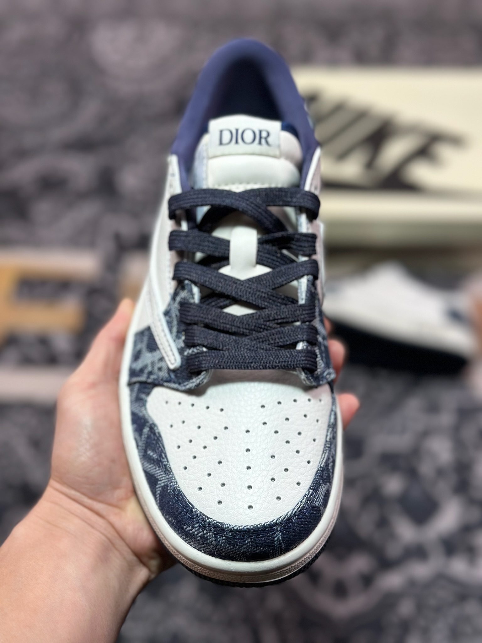 A8200  Dior x Travis Scott x Nike Air Jordan 1 Low OG SP”Christian Dior”AJ1乔丹一代篮球鞋“TS联名牛仔深蓝米白迪奥倒钩” CH6336-017