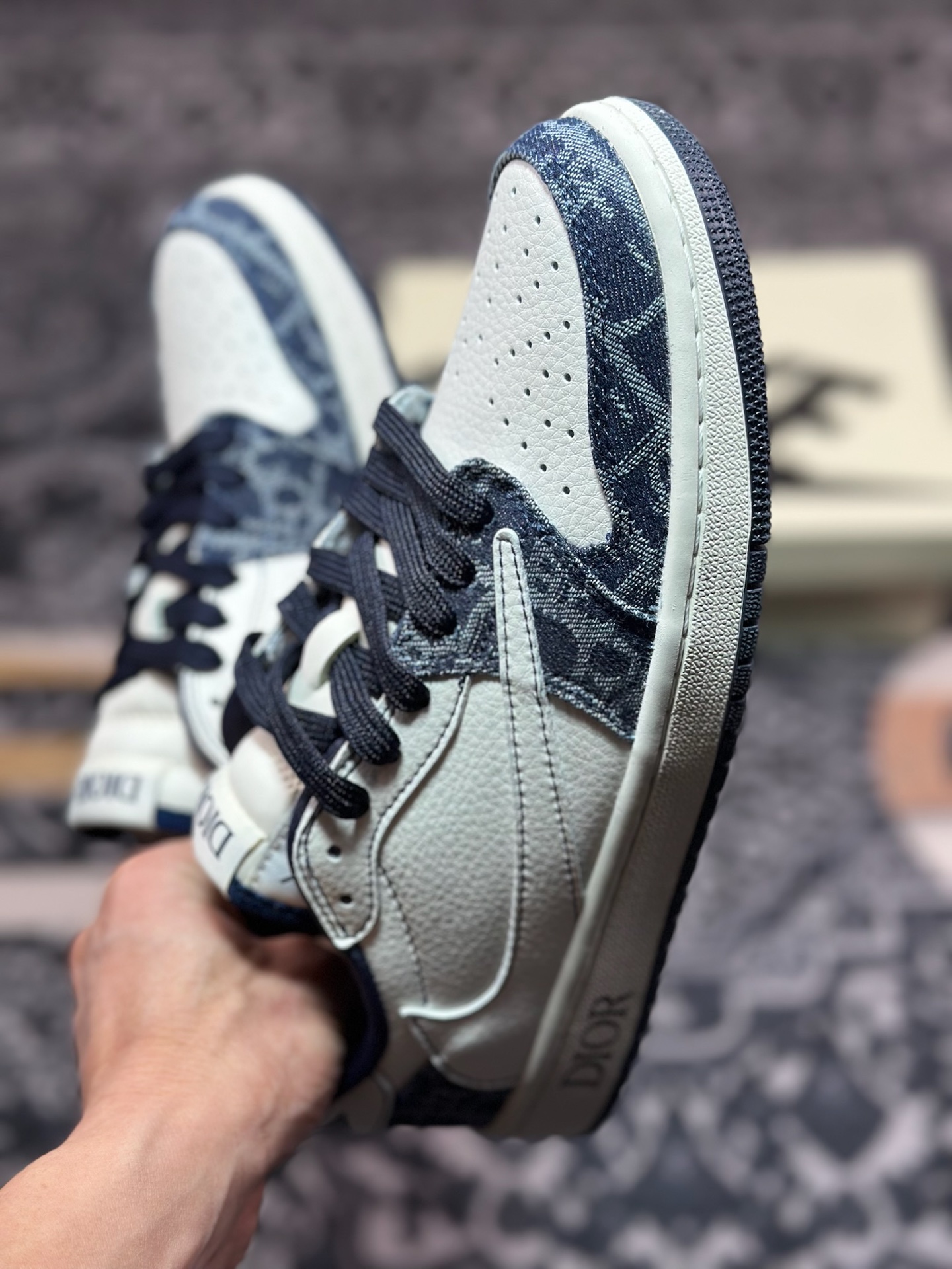 A8200  Dior x Travis Scott x Nike Air Jordan 1 Low OG SP”Christian Dior”AJ1乔丹一代篮球鞋“TS联名牛仔深蓝米白迪奥倒钩” CH6336-017