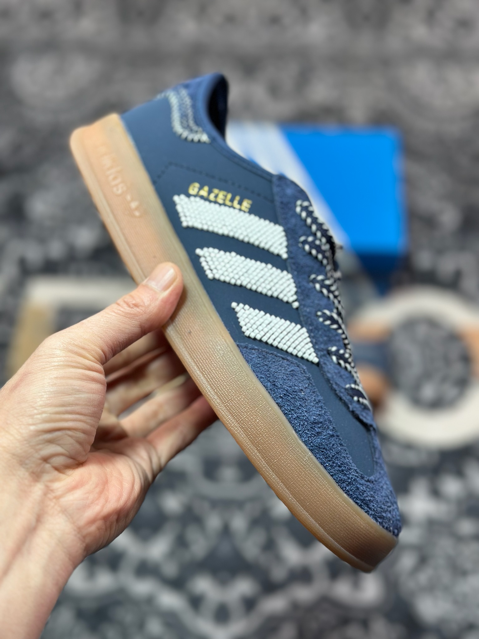 B0220  Clot x AD Originals Gazelle Indoor 蓝色 联名三叶草复古休闲运动板鞋  IH3725