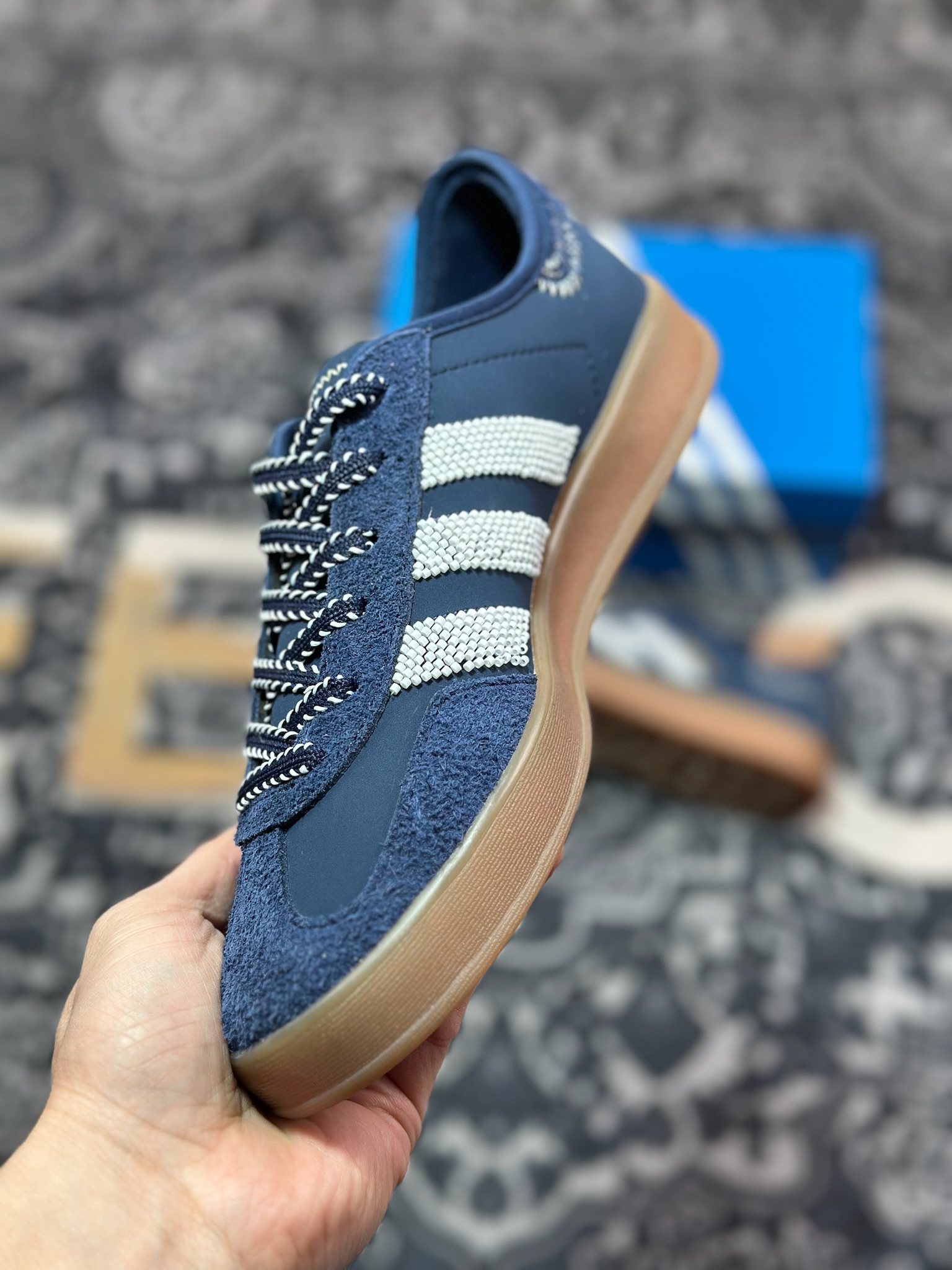 B0220  Clot x AD Originals Gazelle Indoor 蓝色 联名三叶草复古休闲运动板鞋  IH3725