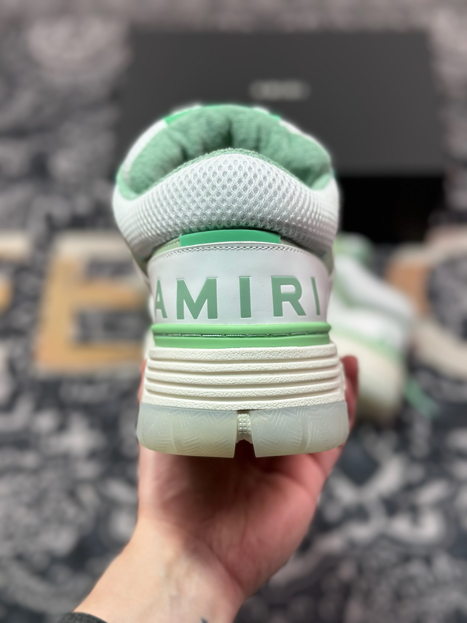 D6550   埃米尔/Amiri Stadium Low-Top Sneakers 运动系列低帮增高板鞋“皮革白薄荷绿”