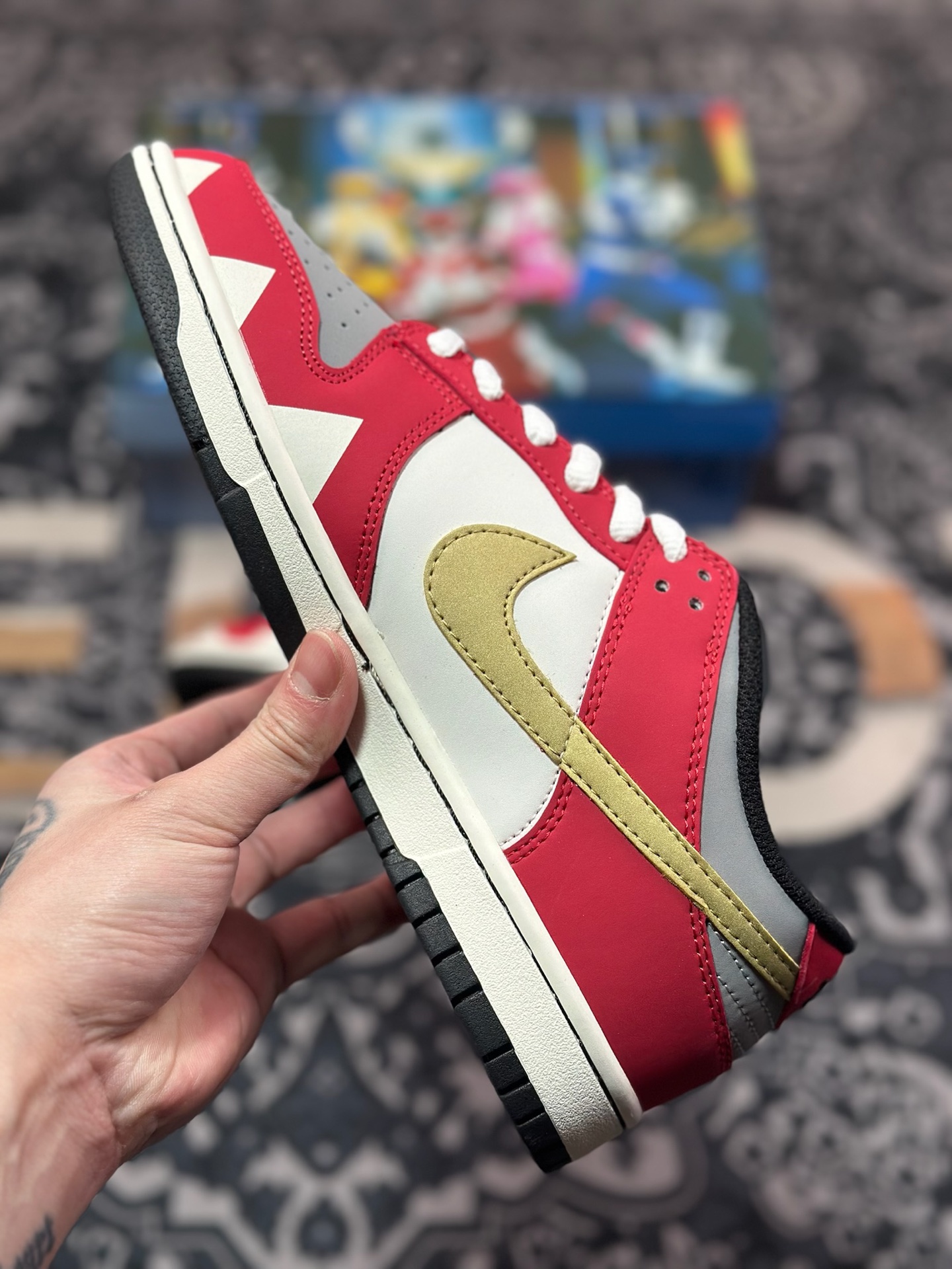 B6300  Nike Dunk Low Nas”Zack”扣篮系列低帮休闲运动滑板板鞋“红米白金杰森” ZZ1998-001